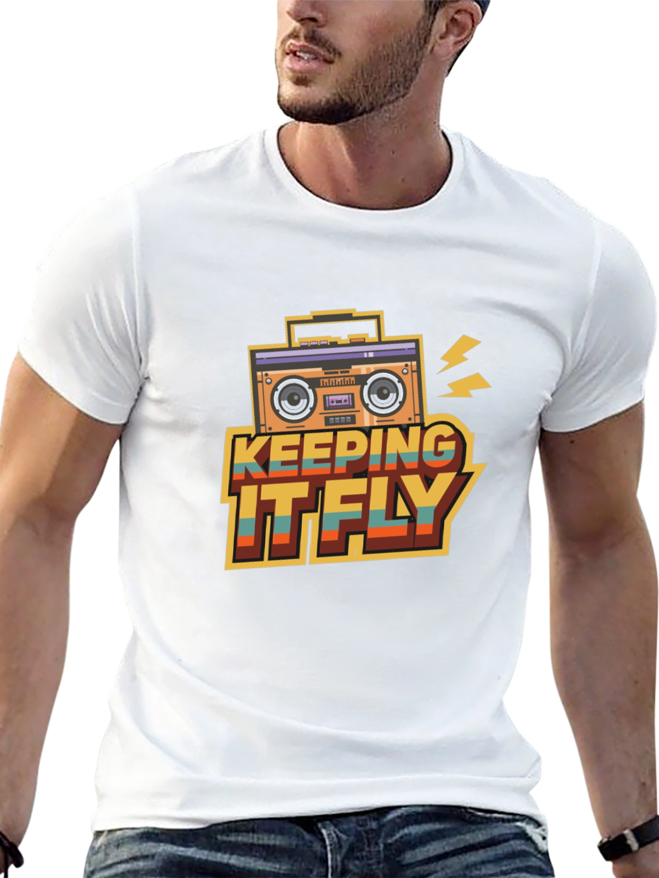 Retro Keeping It Fly Boombox T-Shirt