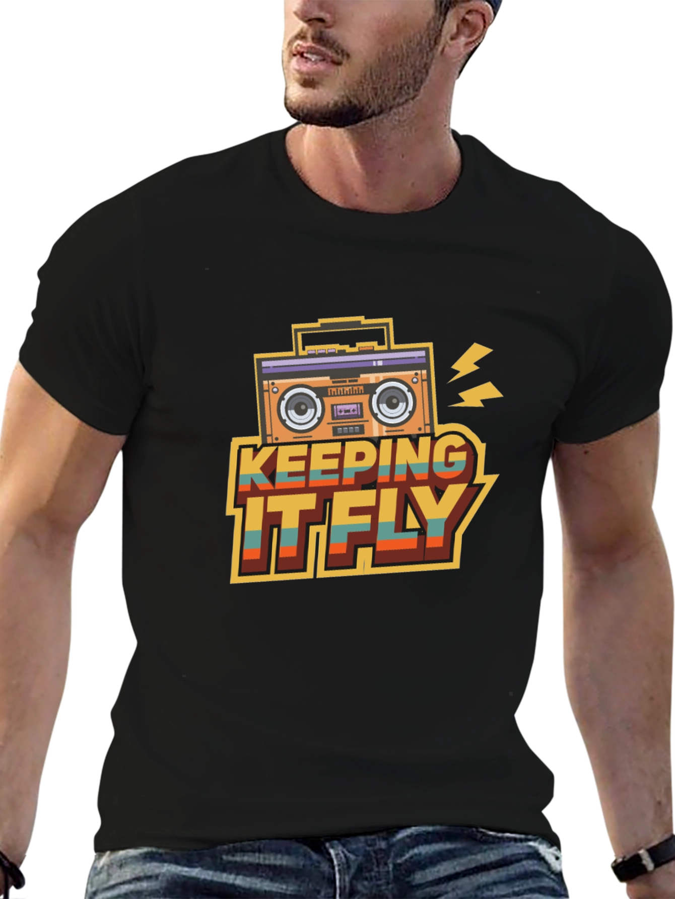 Retro Keeping It Fly Boombox T-Shirt