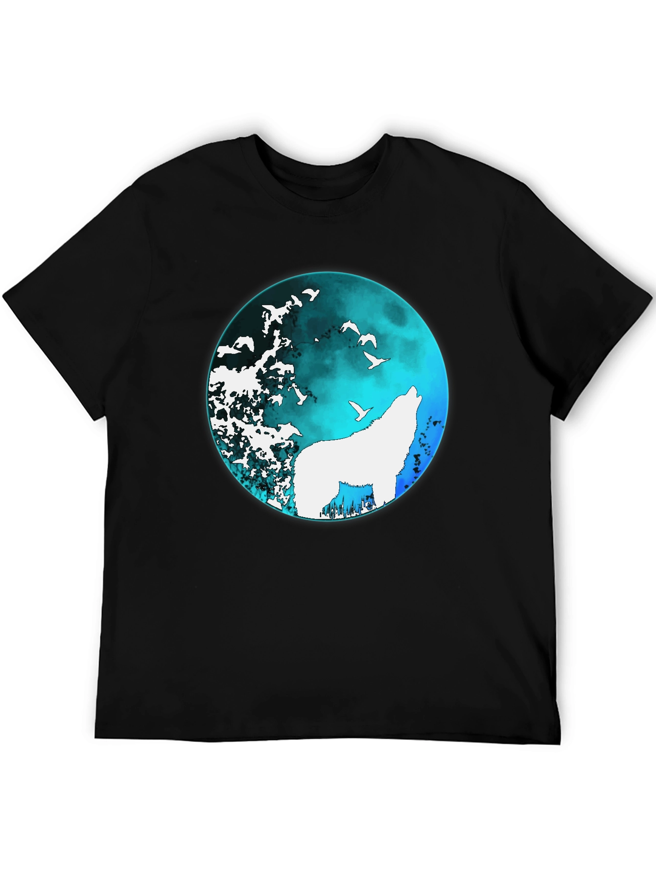 Wolf Moon Graphic Tee - Black Cotton T-Shirt