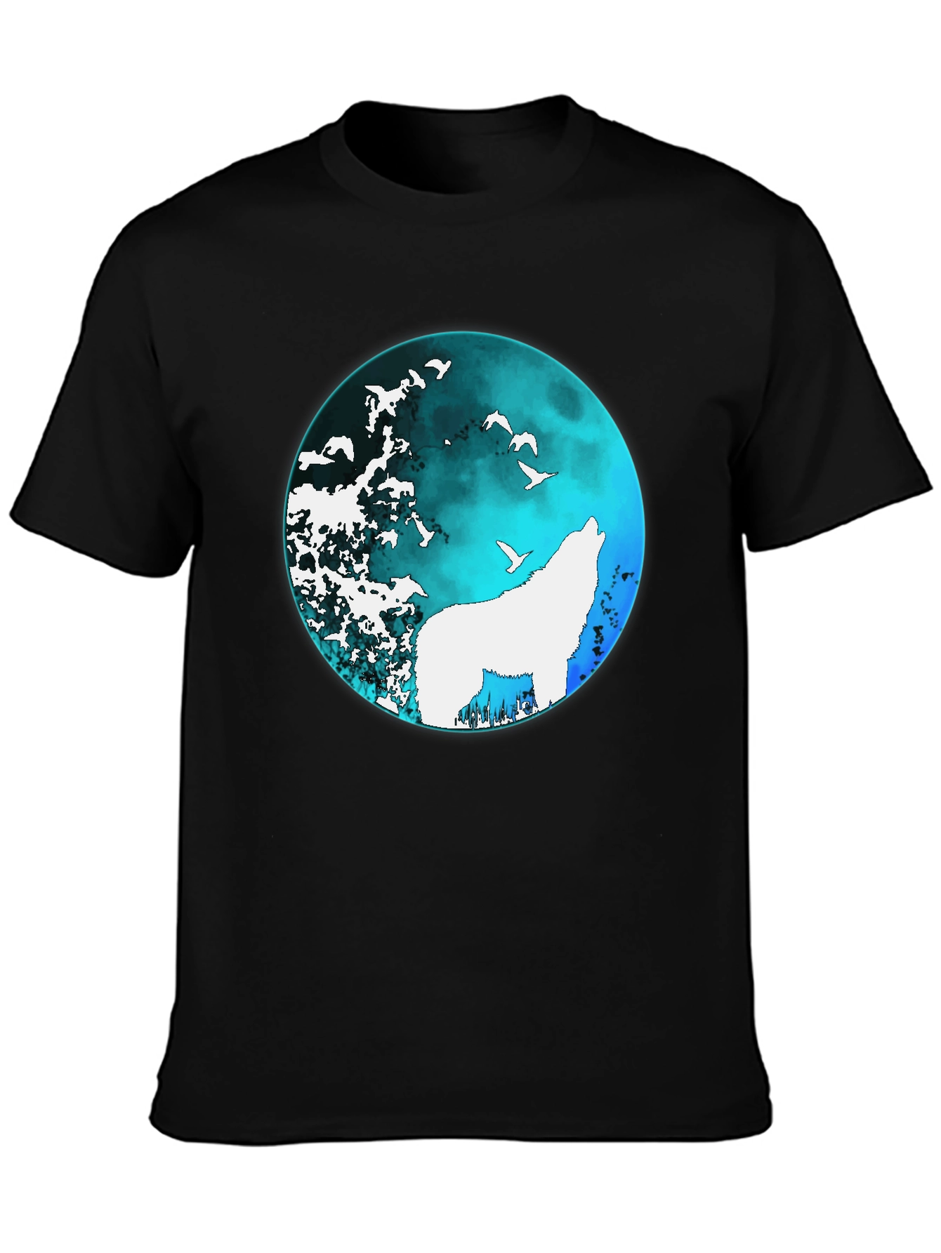 Wolf Moon Graphic Tee - Black Cotton T-Shirt
