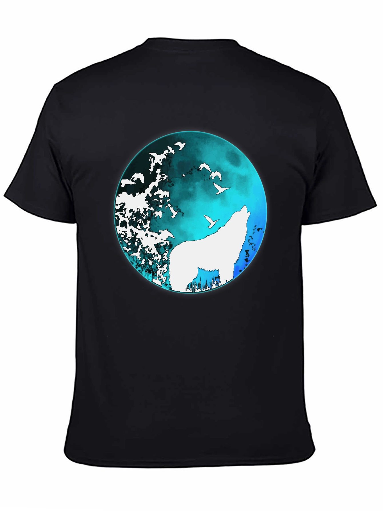 Wolf Moon Graphic Tee - Black Cotton T-Shirt