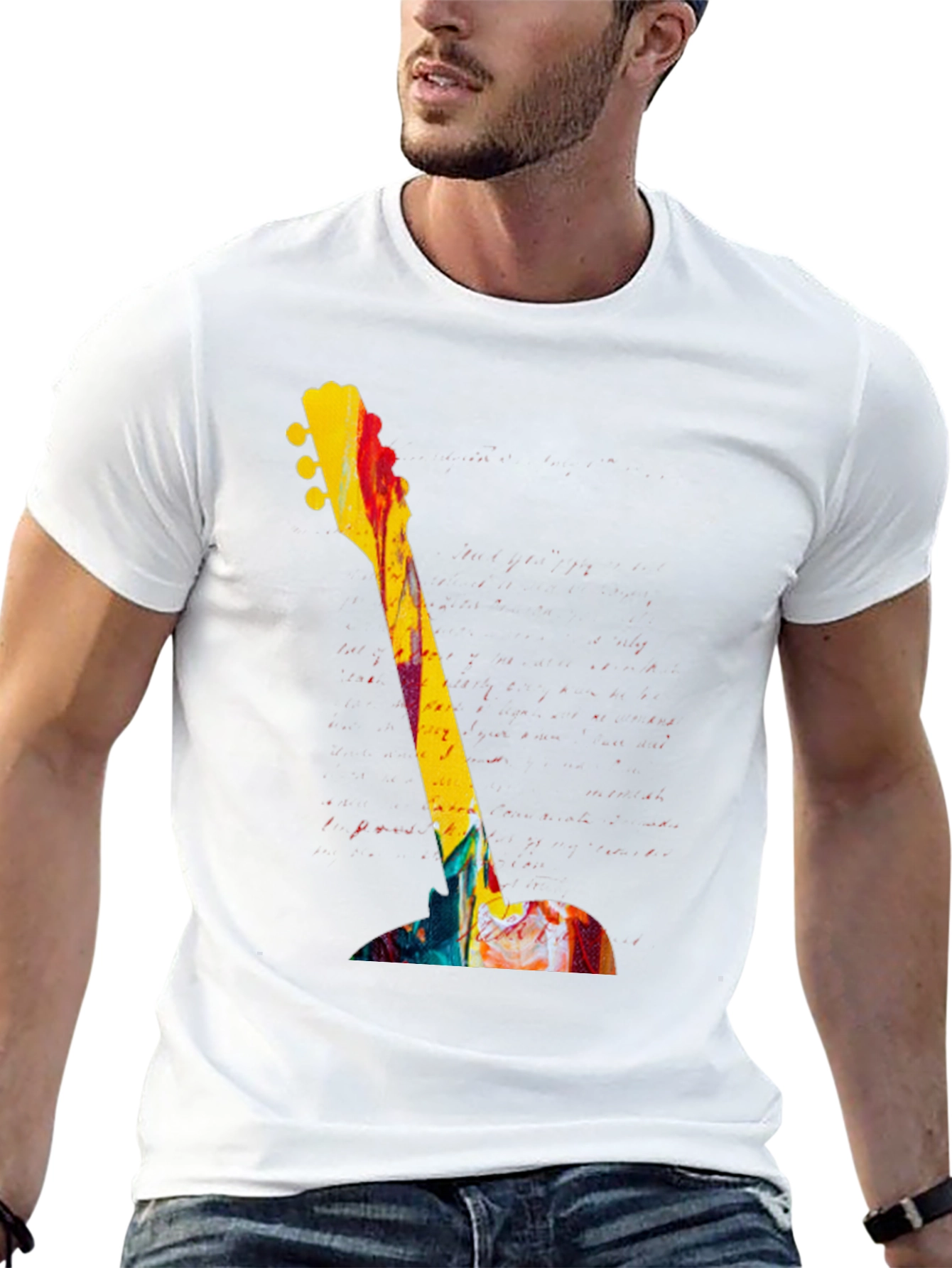 Abstract Guitar Graphic Tee - Bold Artistic Design