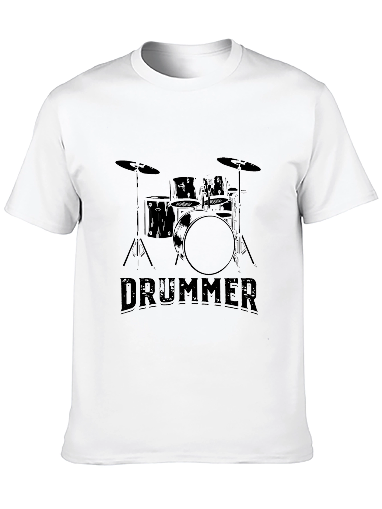Drummer T-Shirt - Black Drum Kit Design Tee