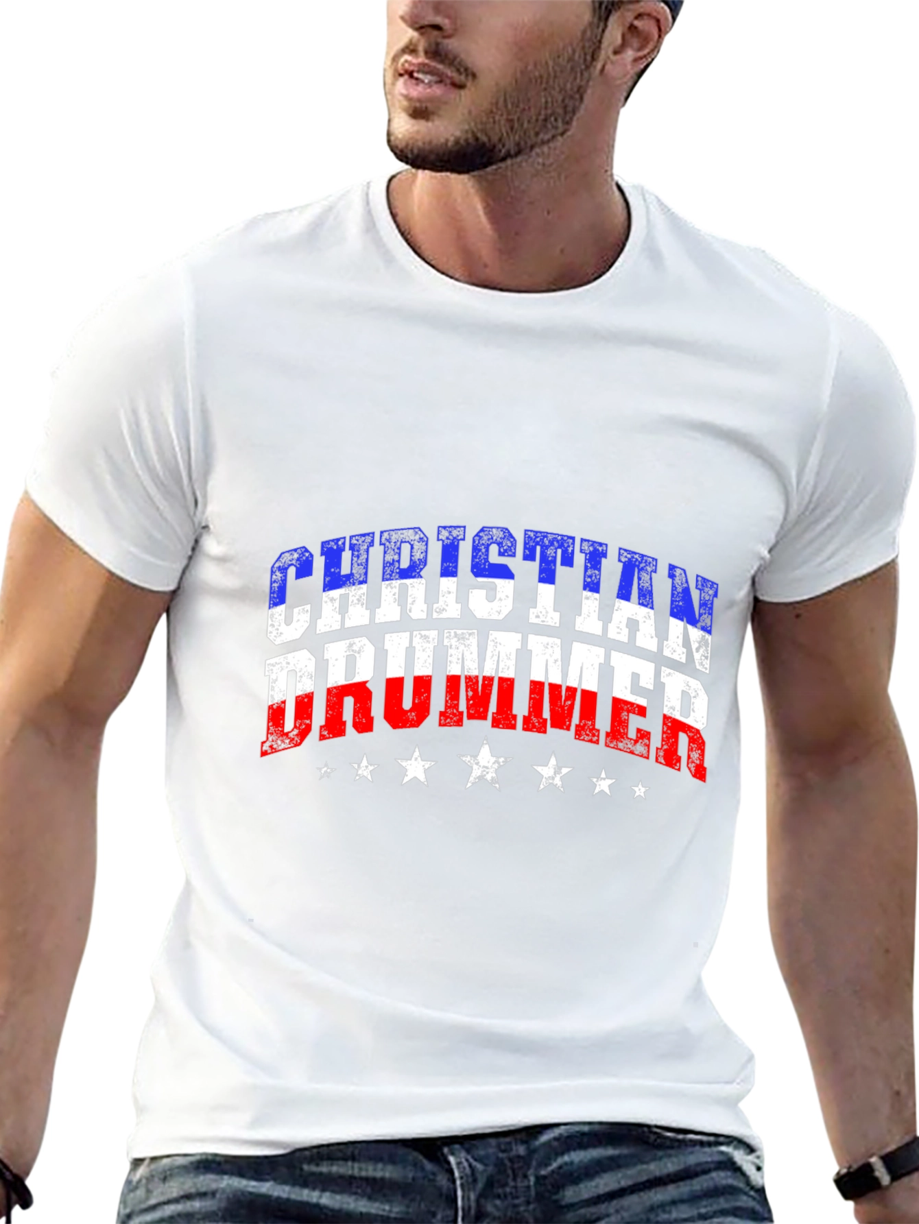 Christian Drummer USA Flag Graphic T-Shirt