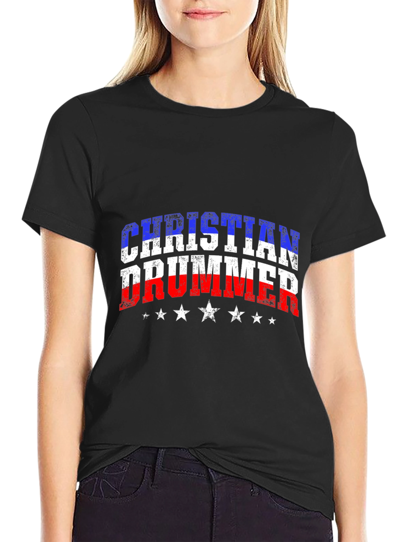 Christian Drummer USA Flag Graphic T-Shirt