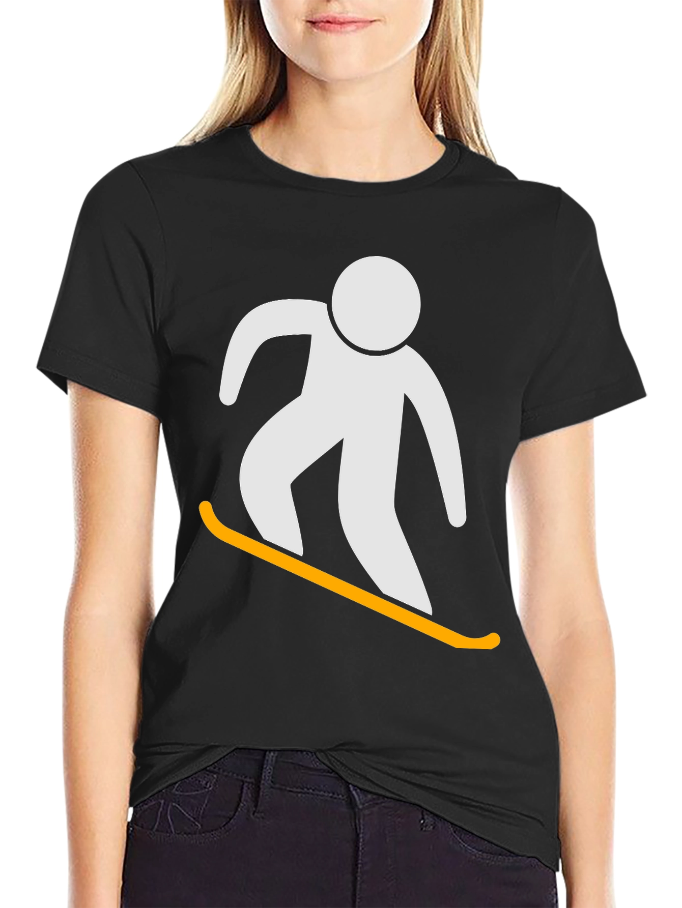 Snowboarder Graphic Tee - Black Cotton T-Shirt
