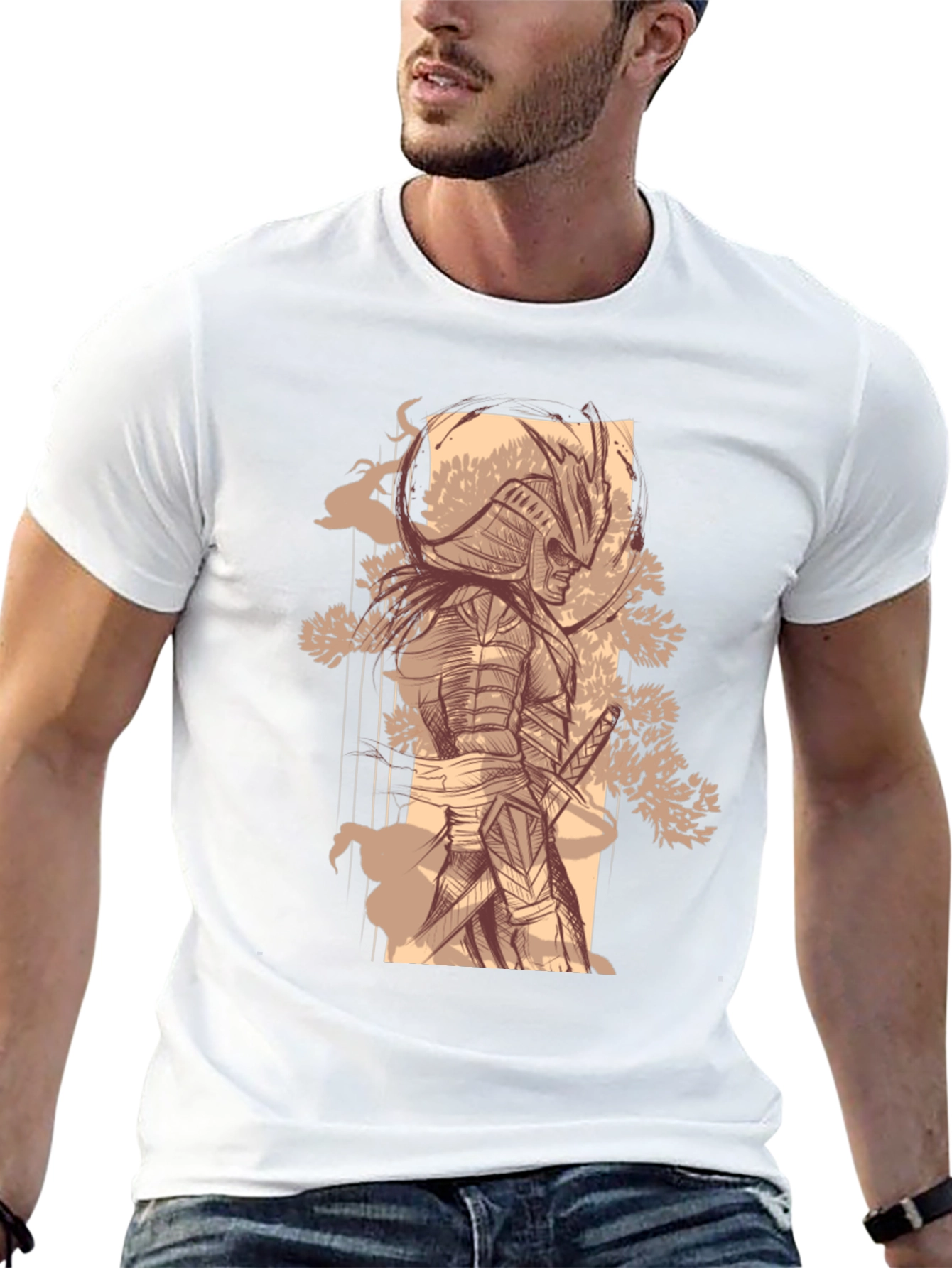 Samurai Graphic Tee - Stylish Black Cotton T-Shirt