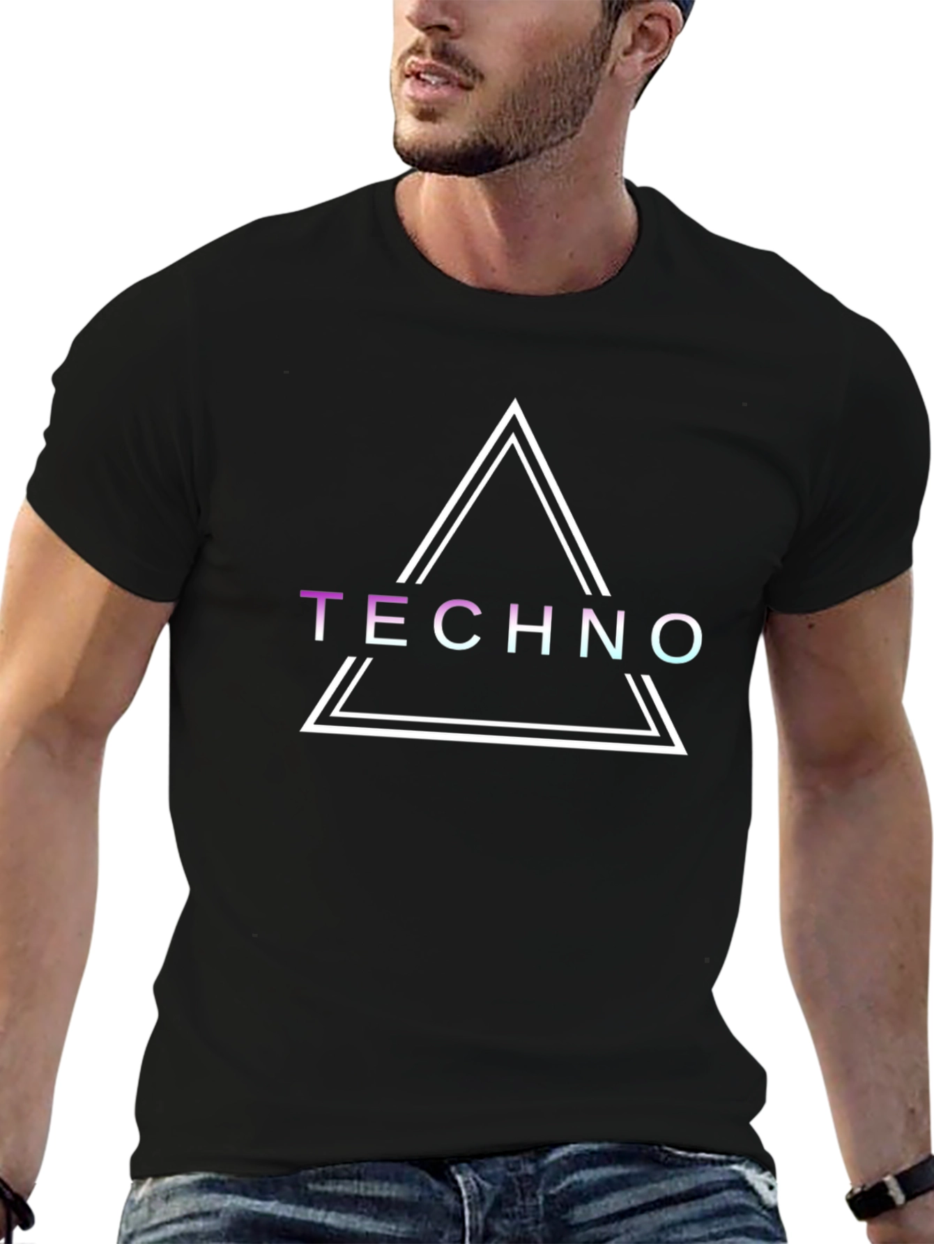 Techno Triangle Graphic Tee - Stylish Music Lover Shirt