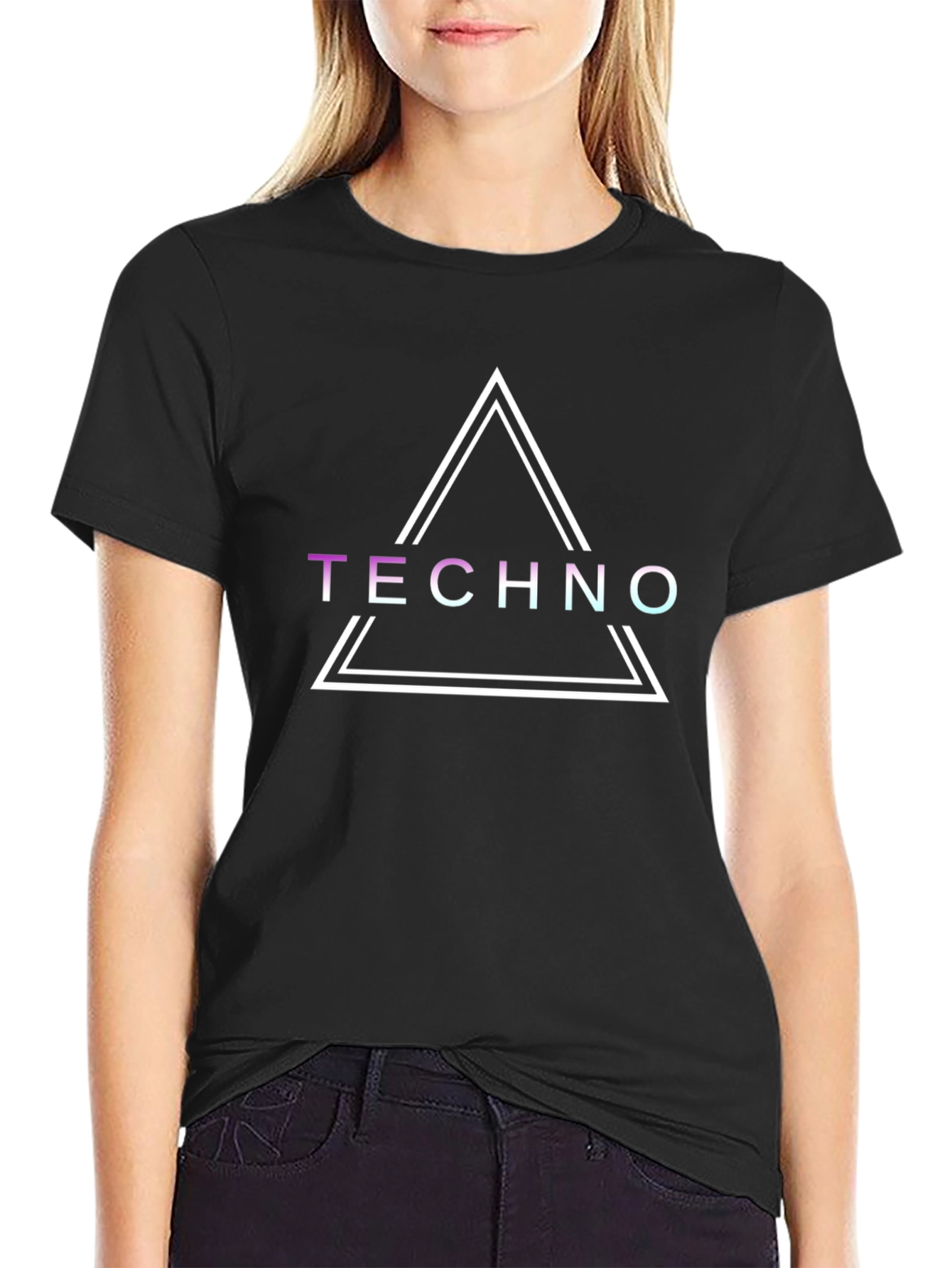 Techno Triangle Graphic Tee - Stylish Music Lover Shirt