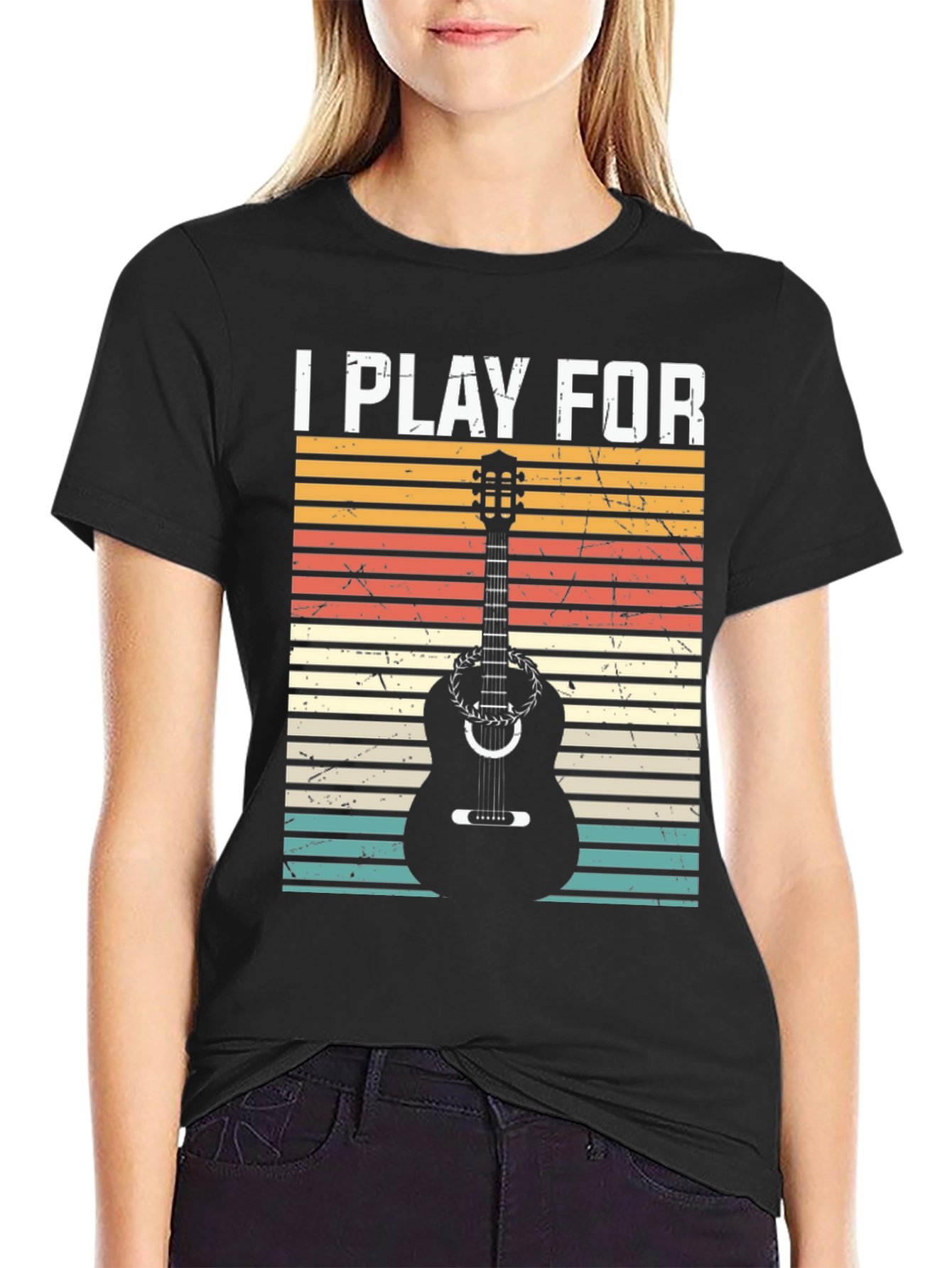 I Play For Guitar Player Black T-Shirt