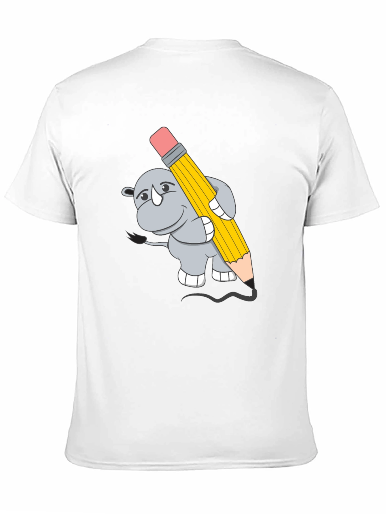 Rhino with Pencil Graphic Tee - Unisex Black T-Shirt