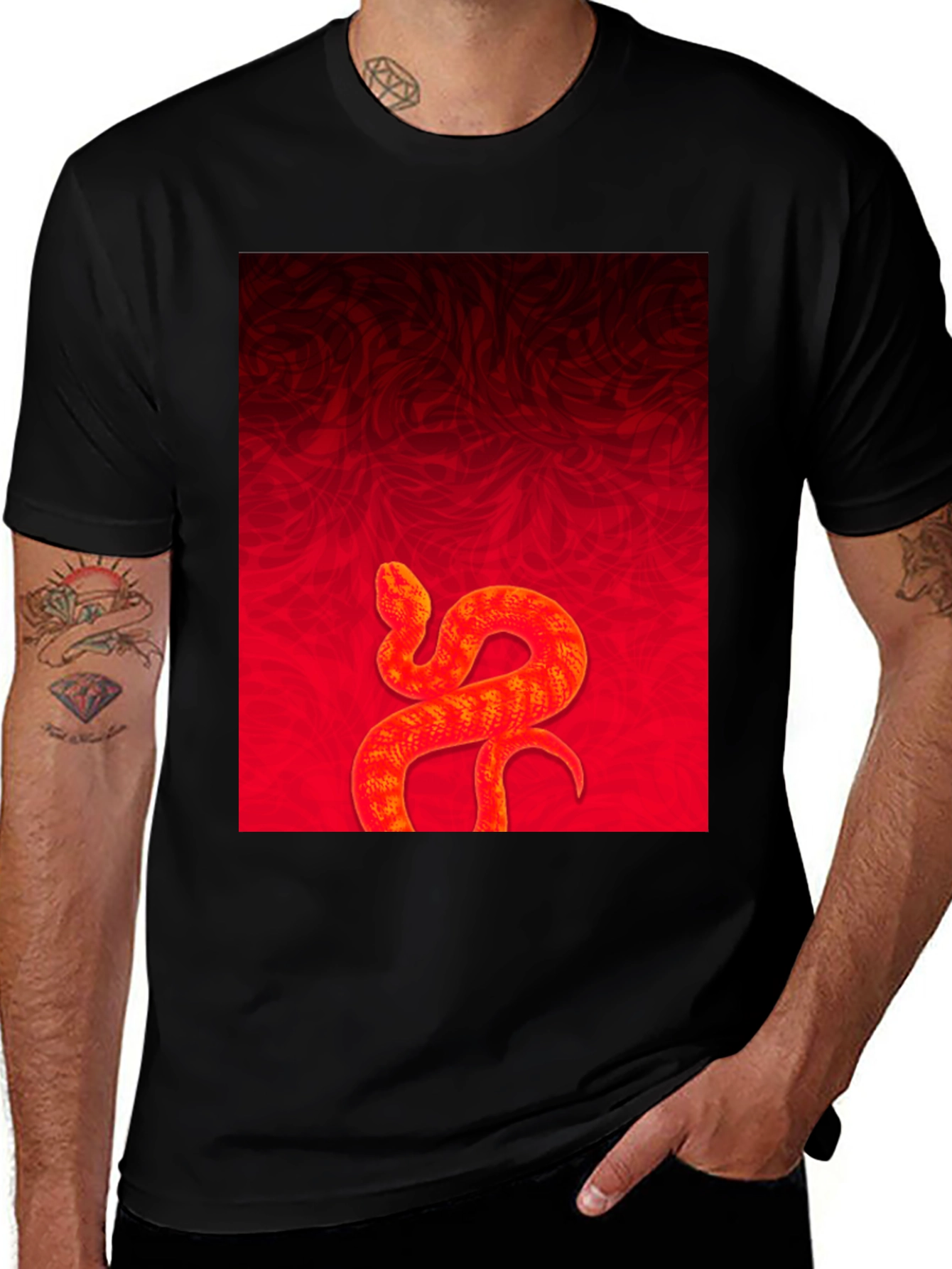 Red Snake Graphic Tee - Stylish Menswear