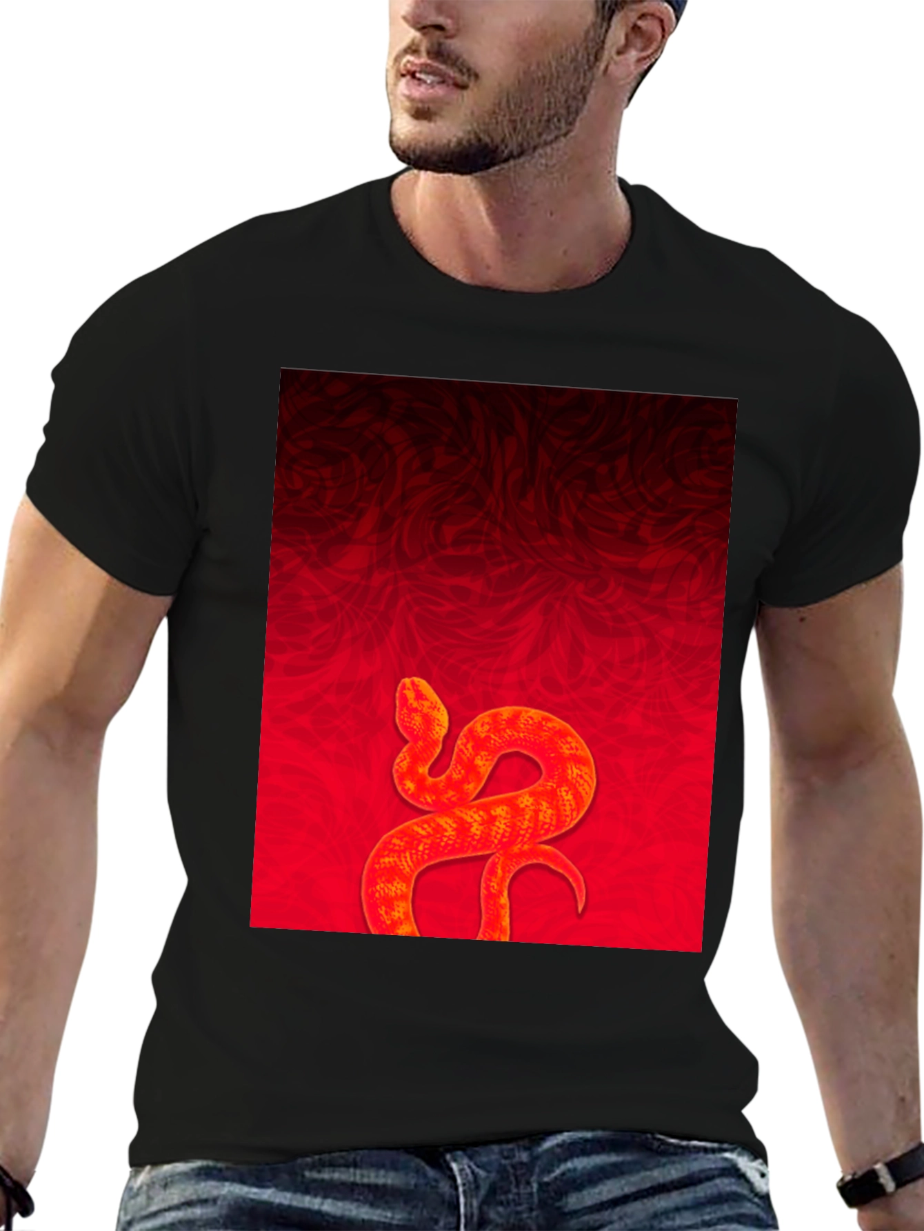 Red Snake Graphic Tee - Stylish Menswear