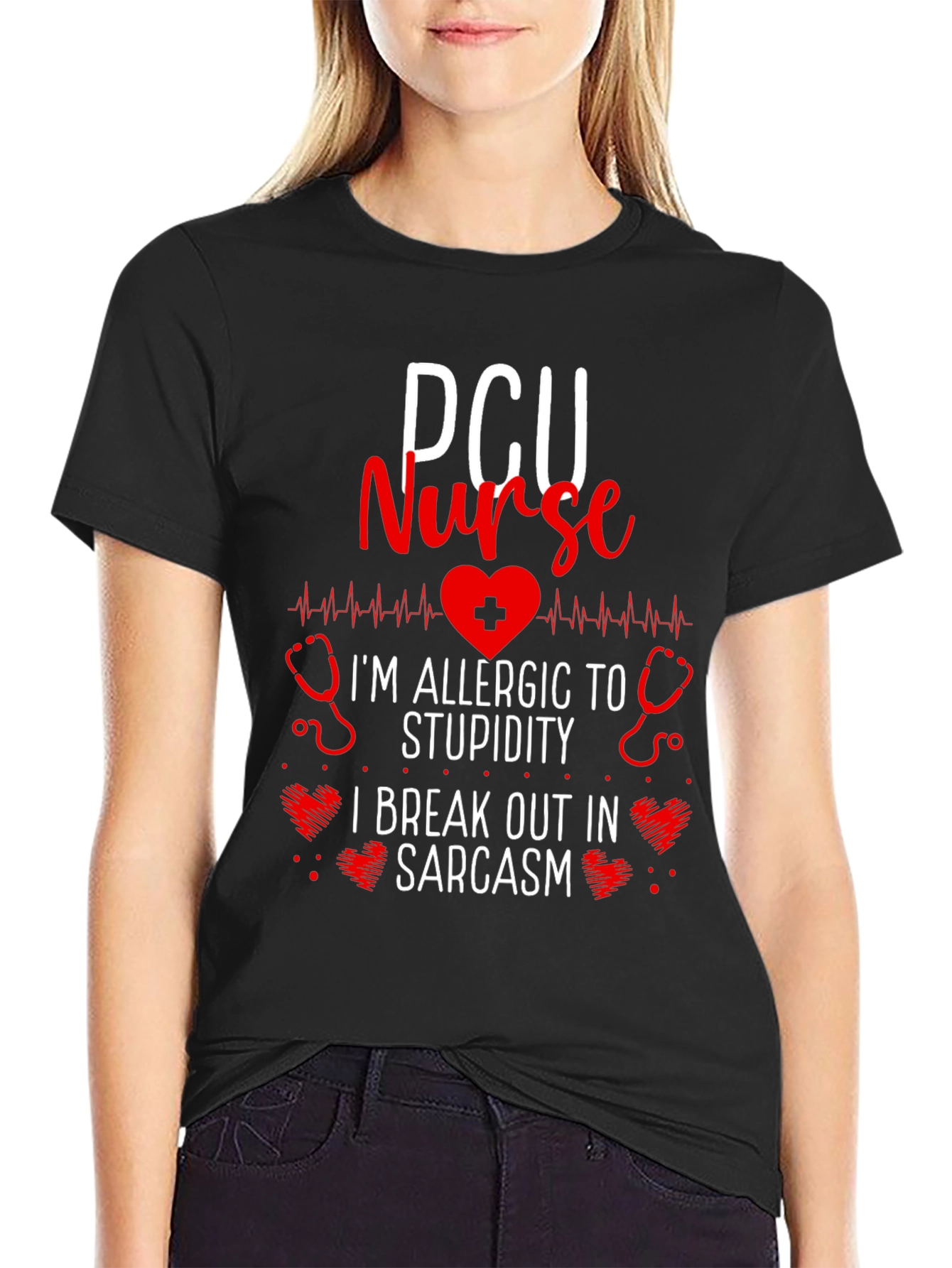 PCU Nurse Allergic to Stupidity Sarcasm T-Shirt