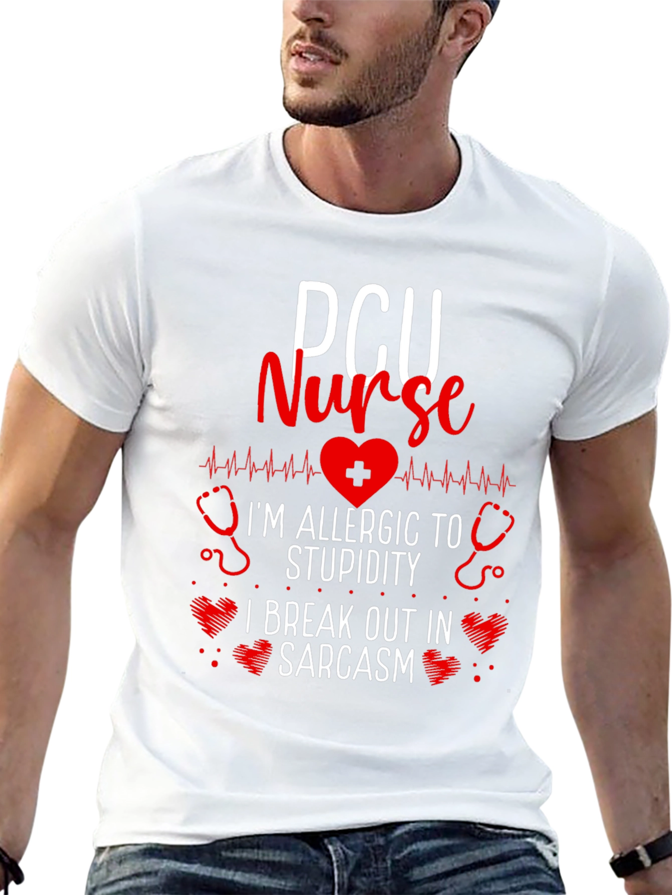 PCU Nurse Allergic to Stupidity Sarcasm T-Shirt