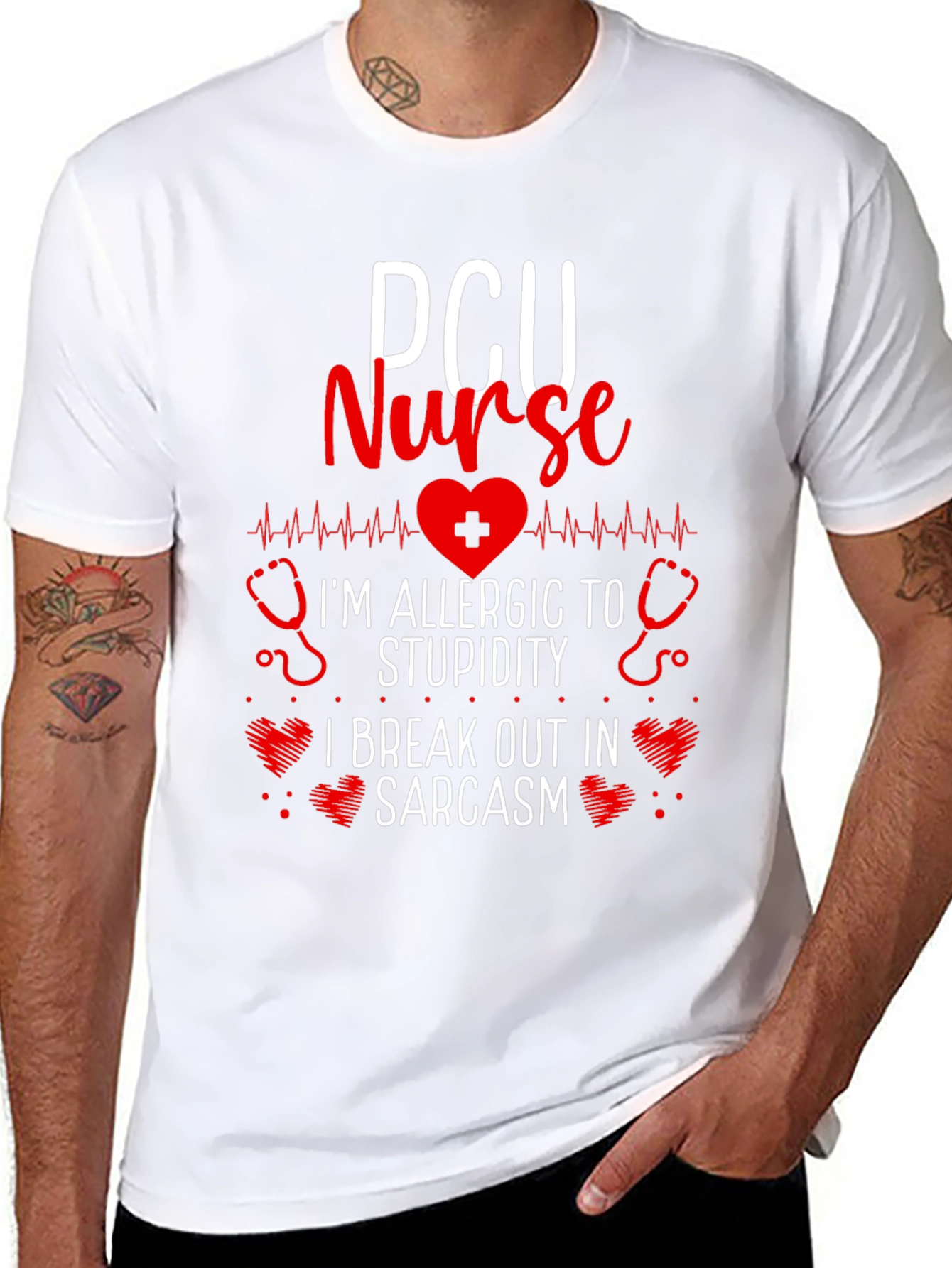 PCU Nurse Allergic to Stupidity Sarcasm T-Shirt