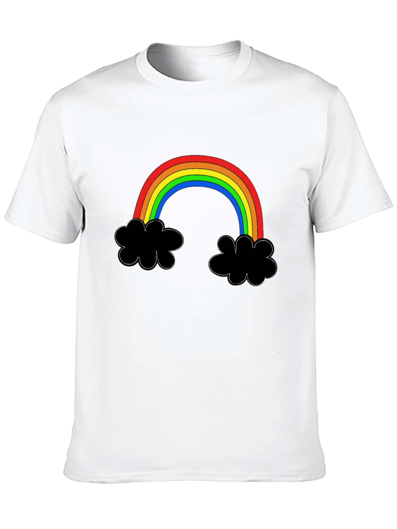 Rainbow Cloud Graphic Tee - Black Cotton T-Shirt