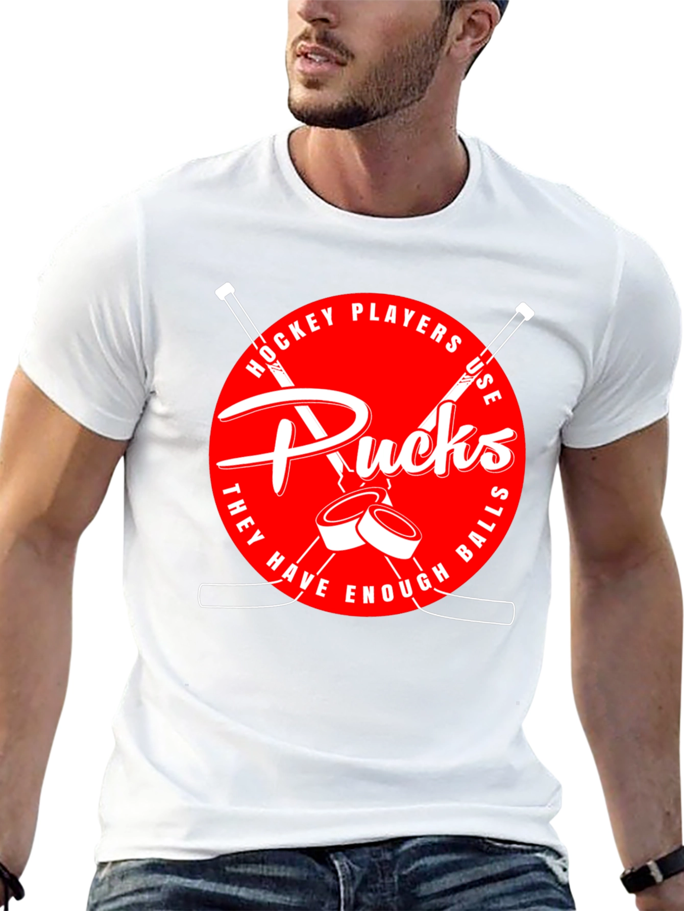 Hockey Players Use Pucks Graphic T-Shirt
