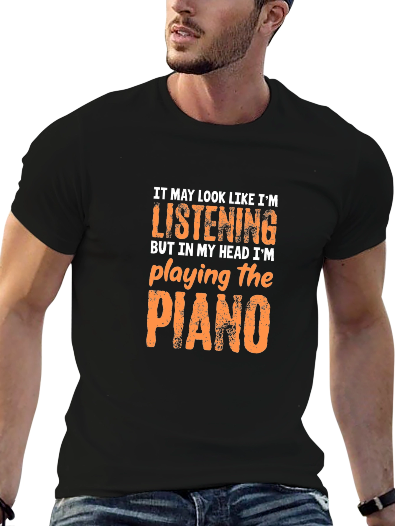 Piano Player T-Shirt - Head in the Music