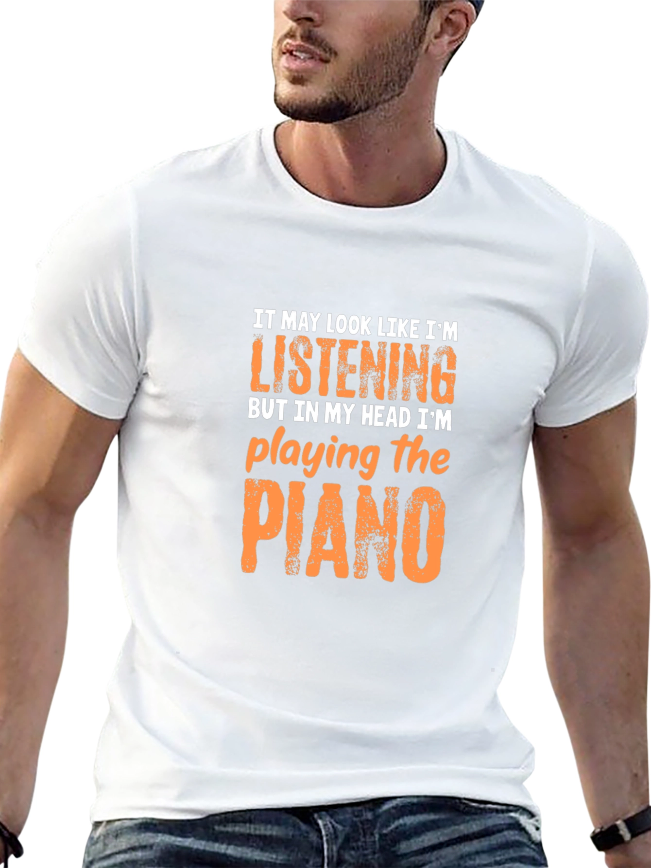 Piano Player T-Shirt - Head in the Music