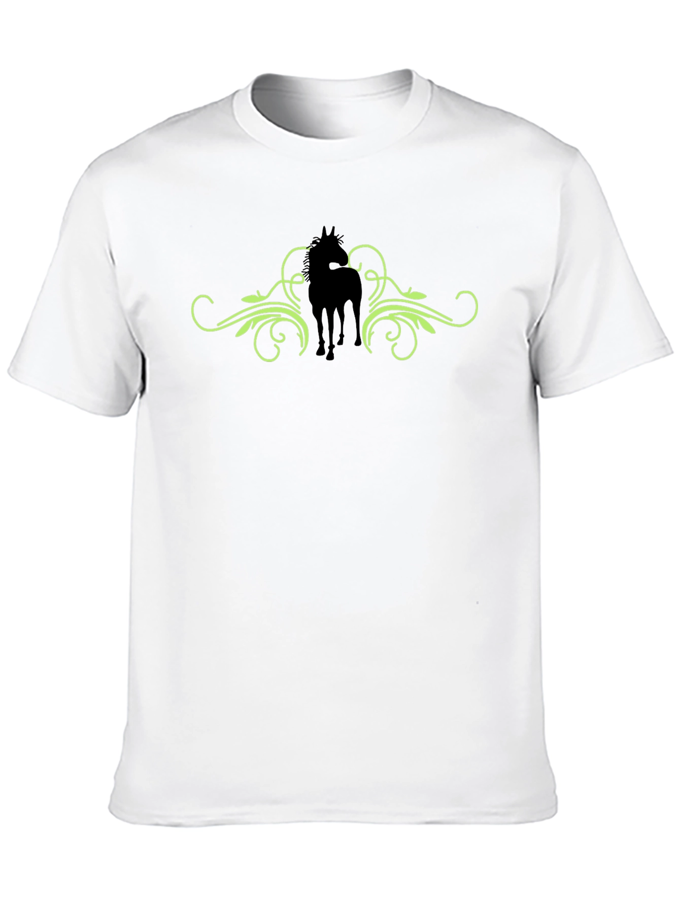 Horse Silhouette Graphic Print Tee - Black