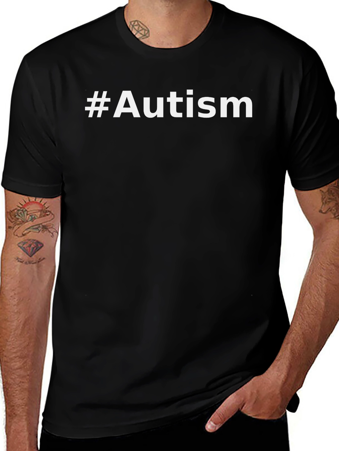 #Autism Awareness Black Tee - Support & Acceptance