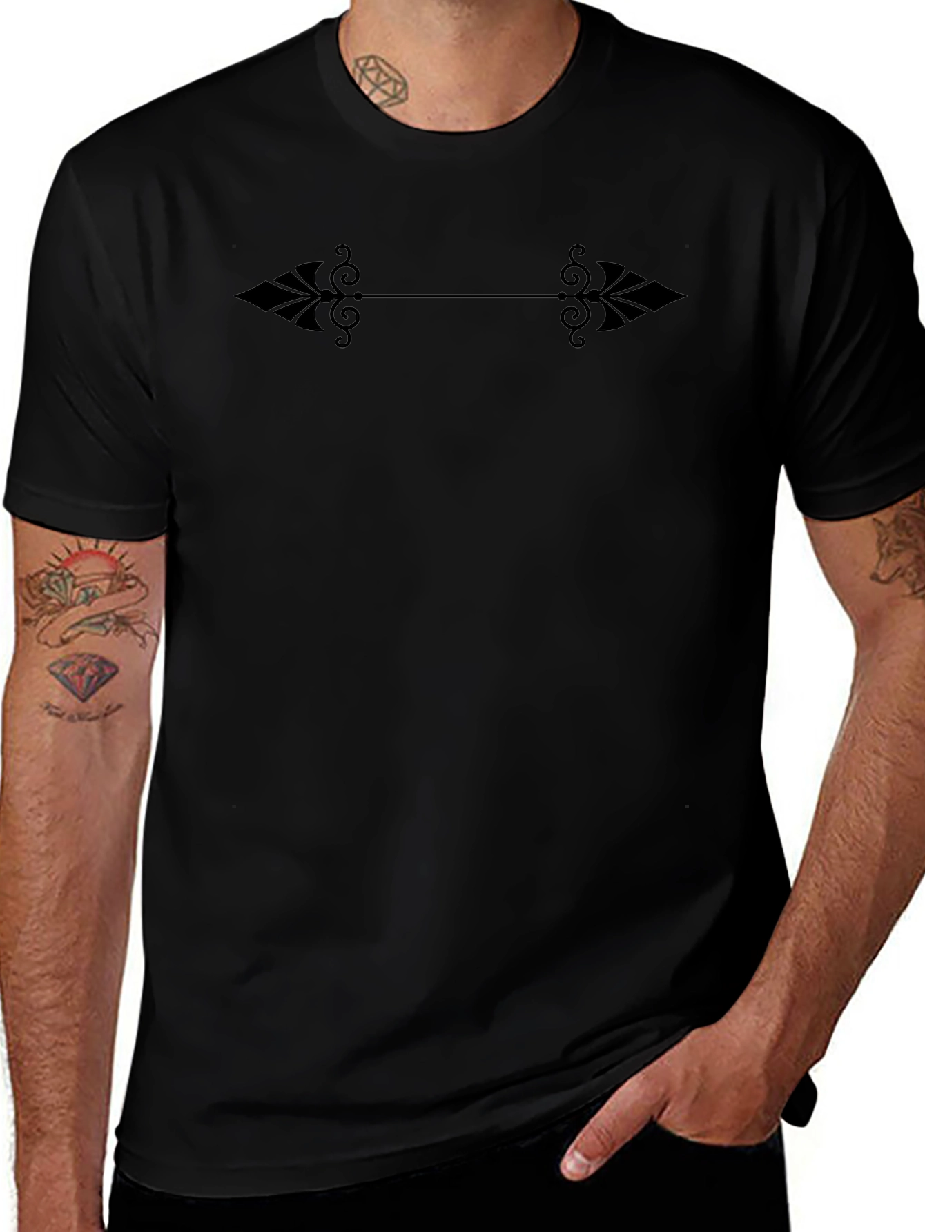 Stylish Black Graphic Tee - Arrow Design