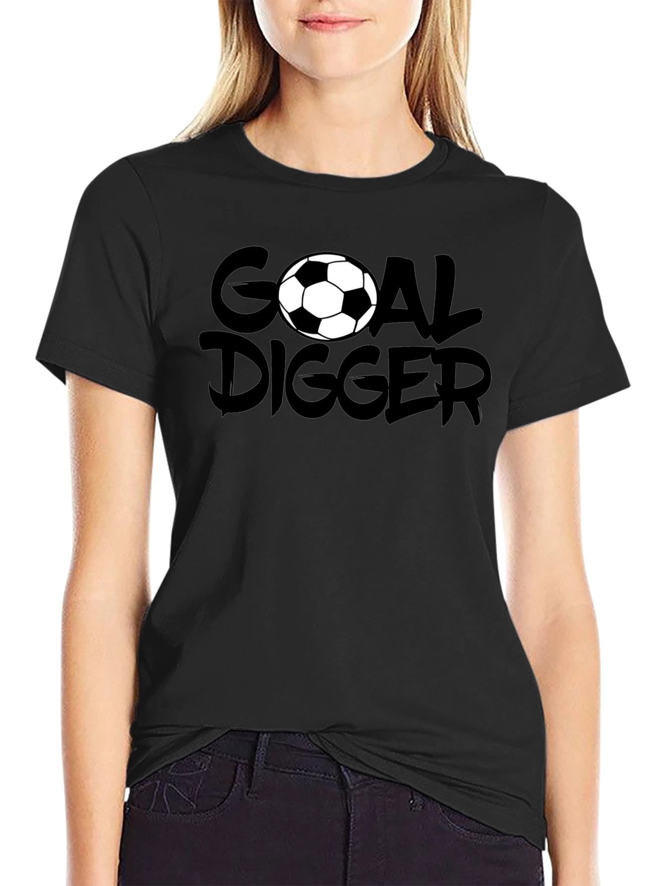 Goal Digger Soccer Graphic T-Shirt - Black