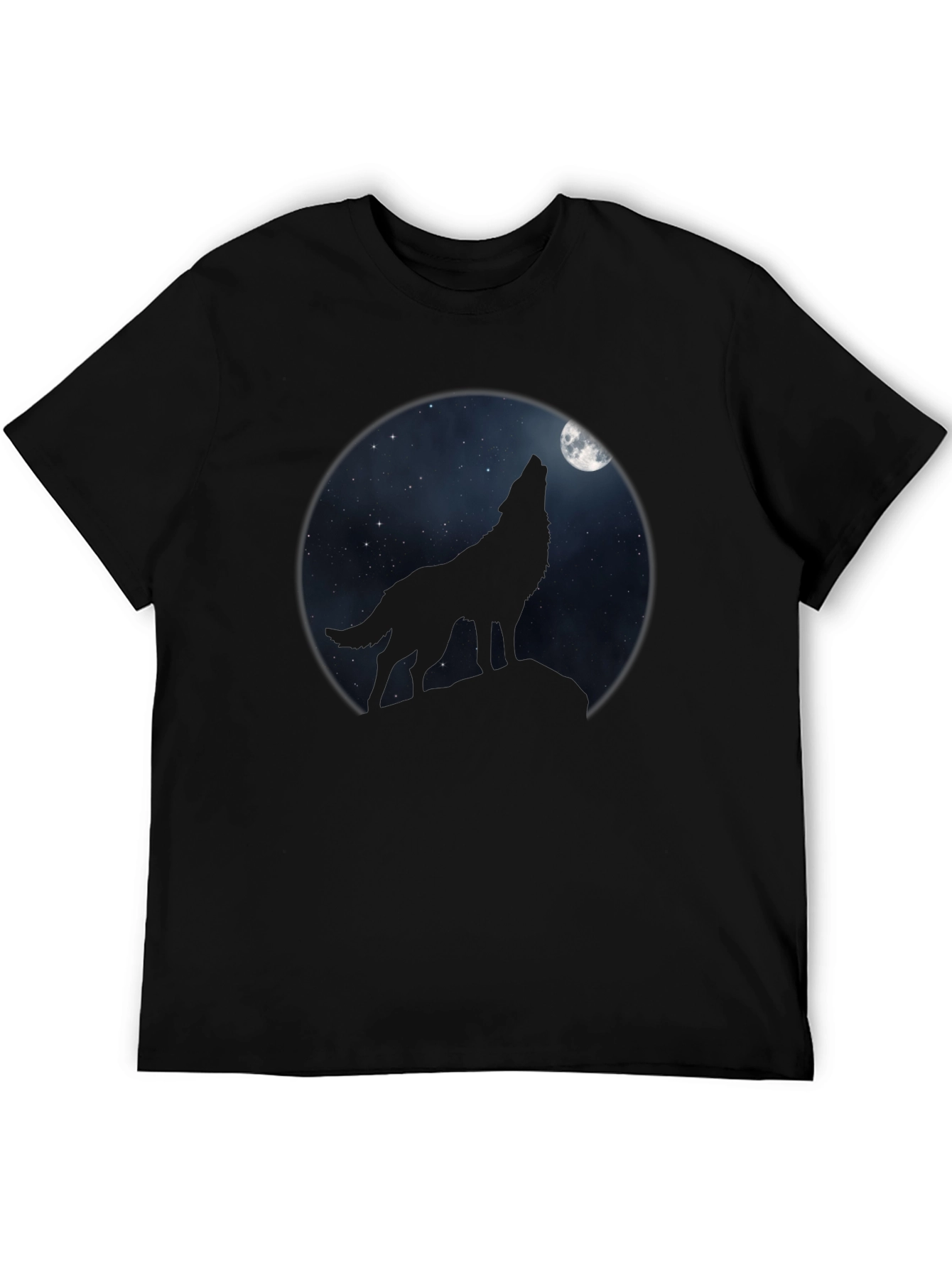 Wolf Howling at Moon Black T-Shirt