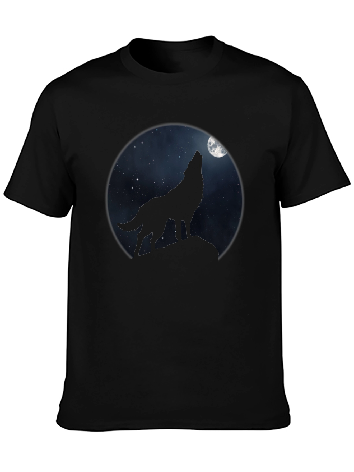 Wolf Howling at Moon Black T-Shirt