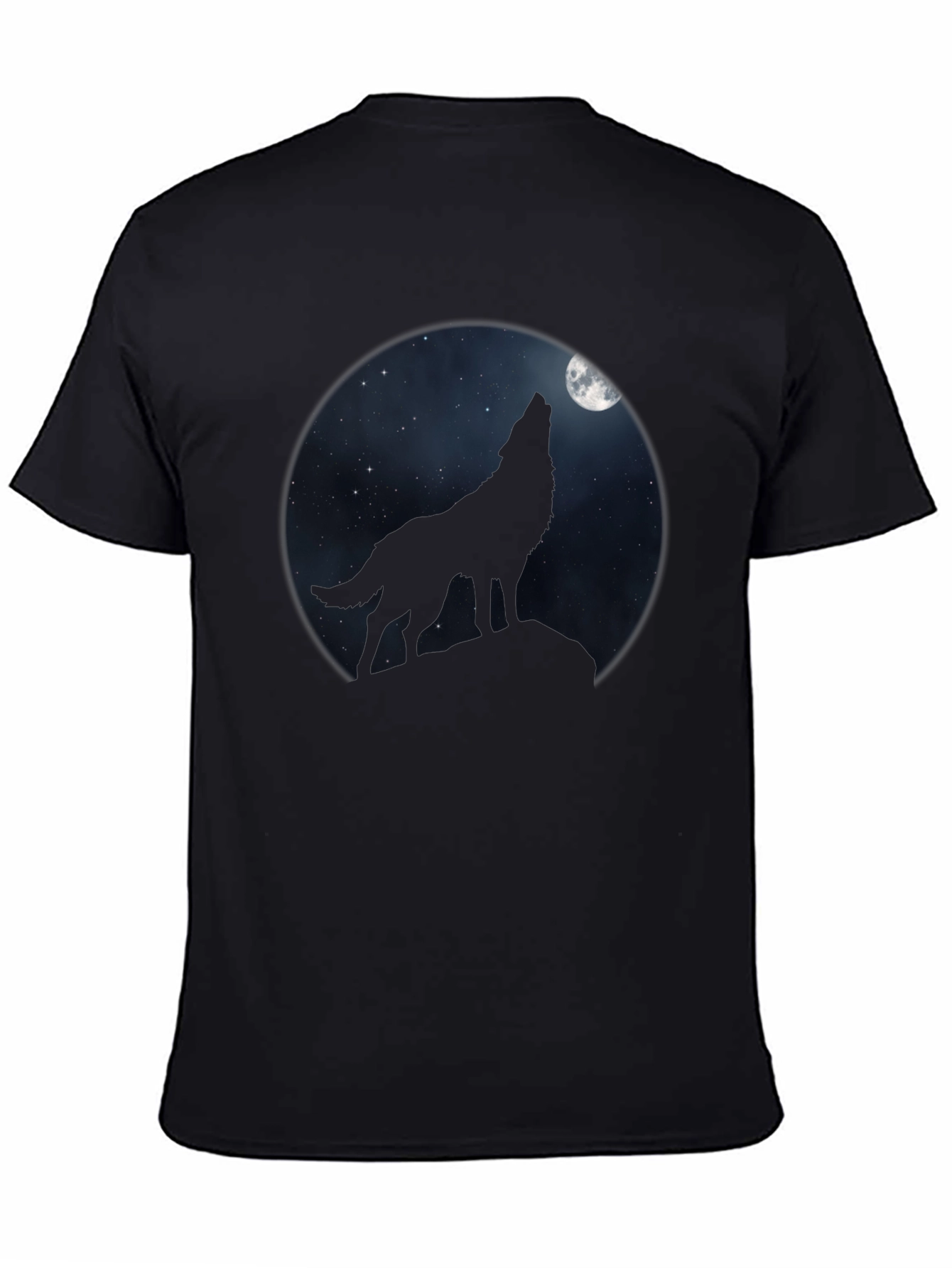Wolf Howling at Moon Black T-Shirt