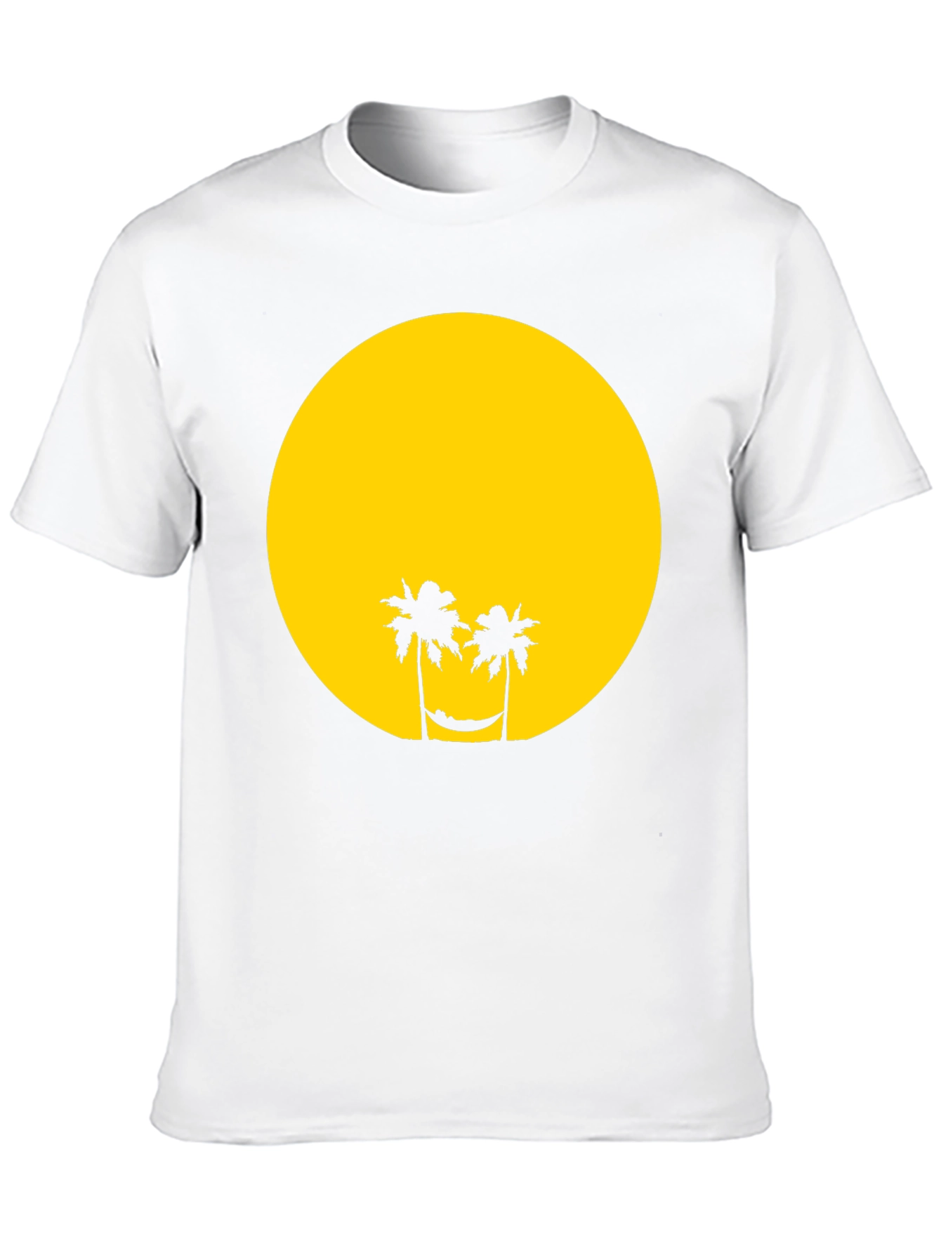 Tropical Sunset Graphic Tee - Black Cotton T-Shirt