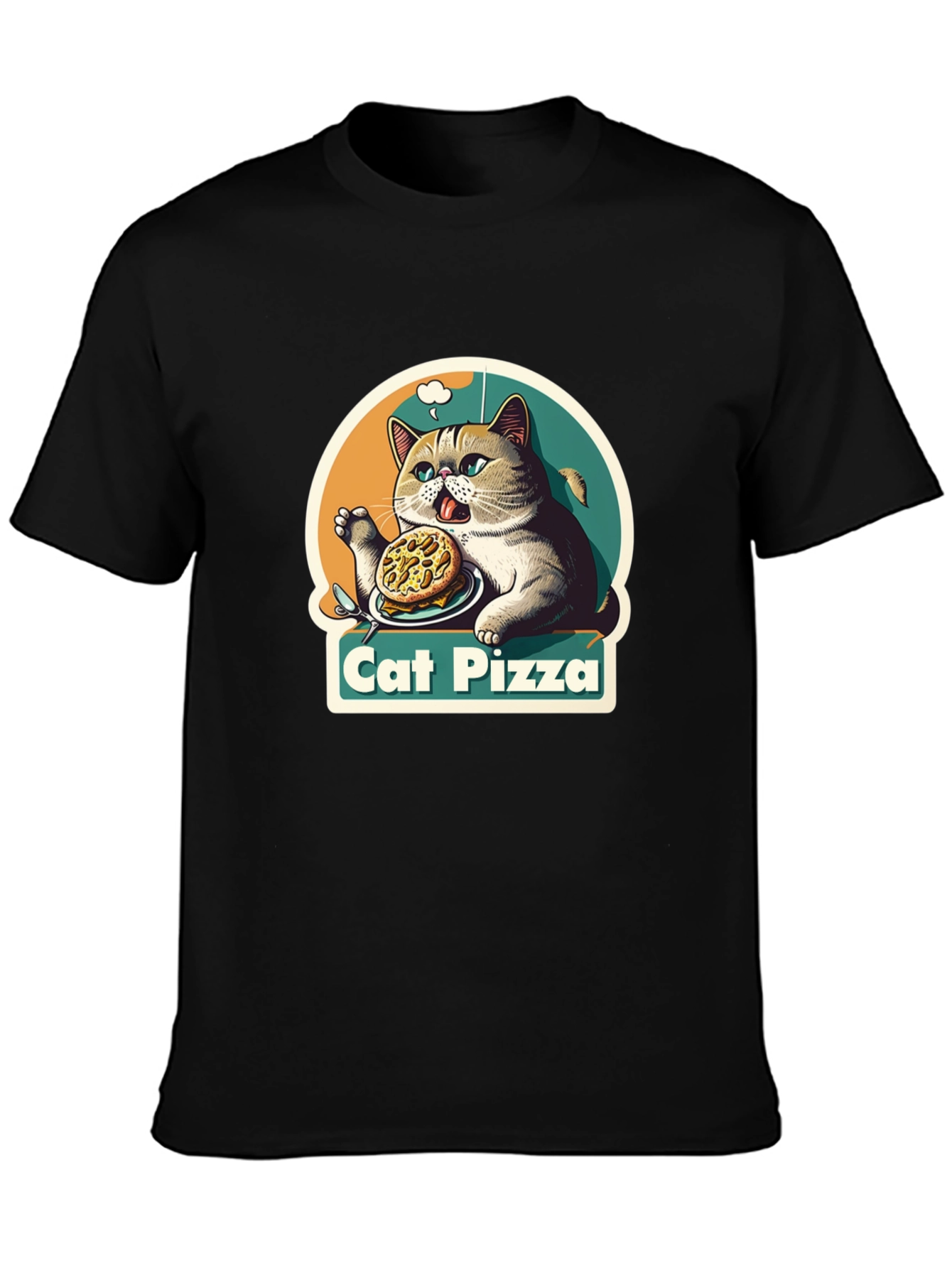 Cat Pizza Graphic T-Shirt