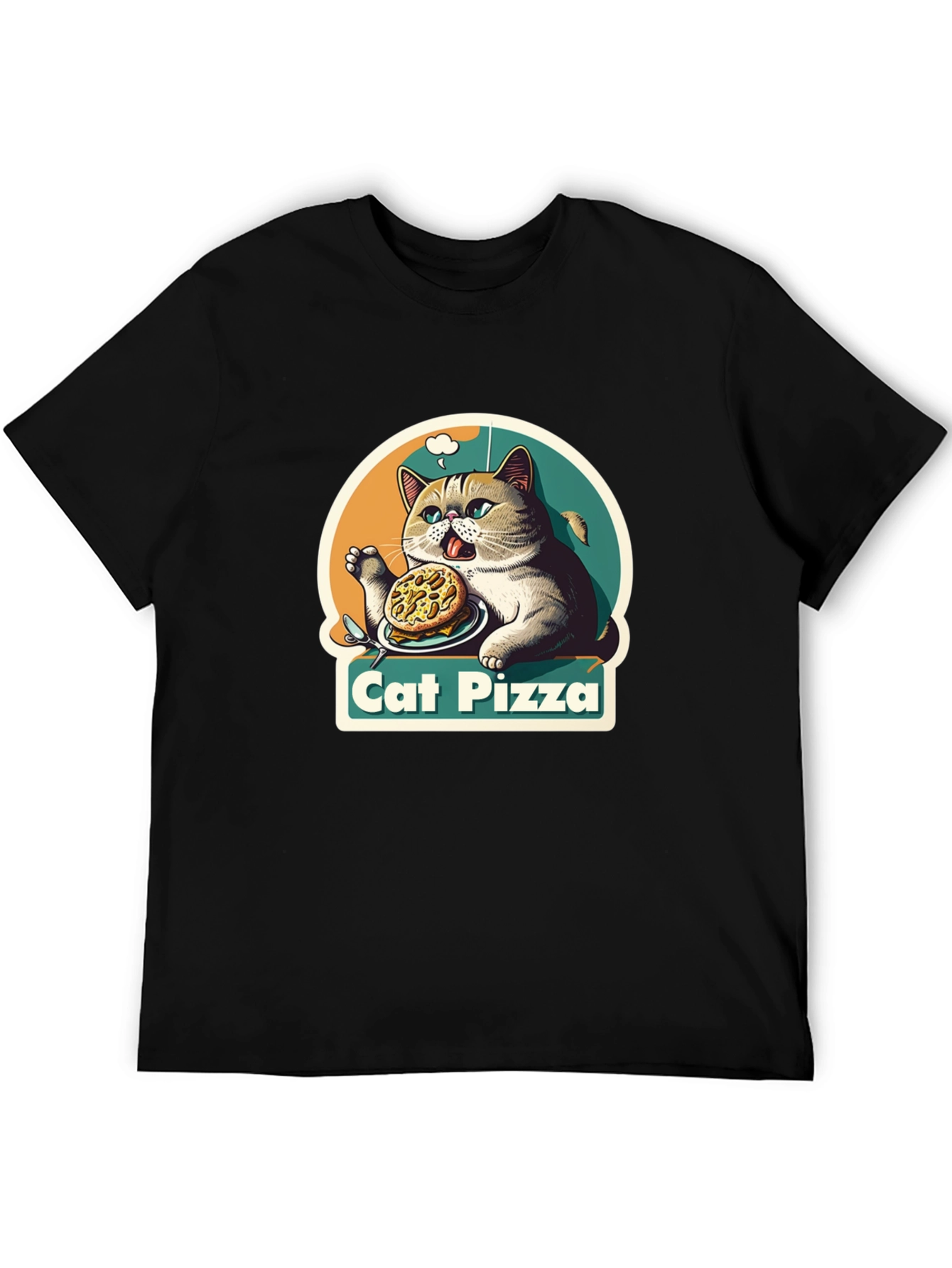 Cat Pizza Graphic T-Shirt