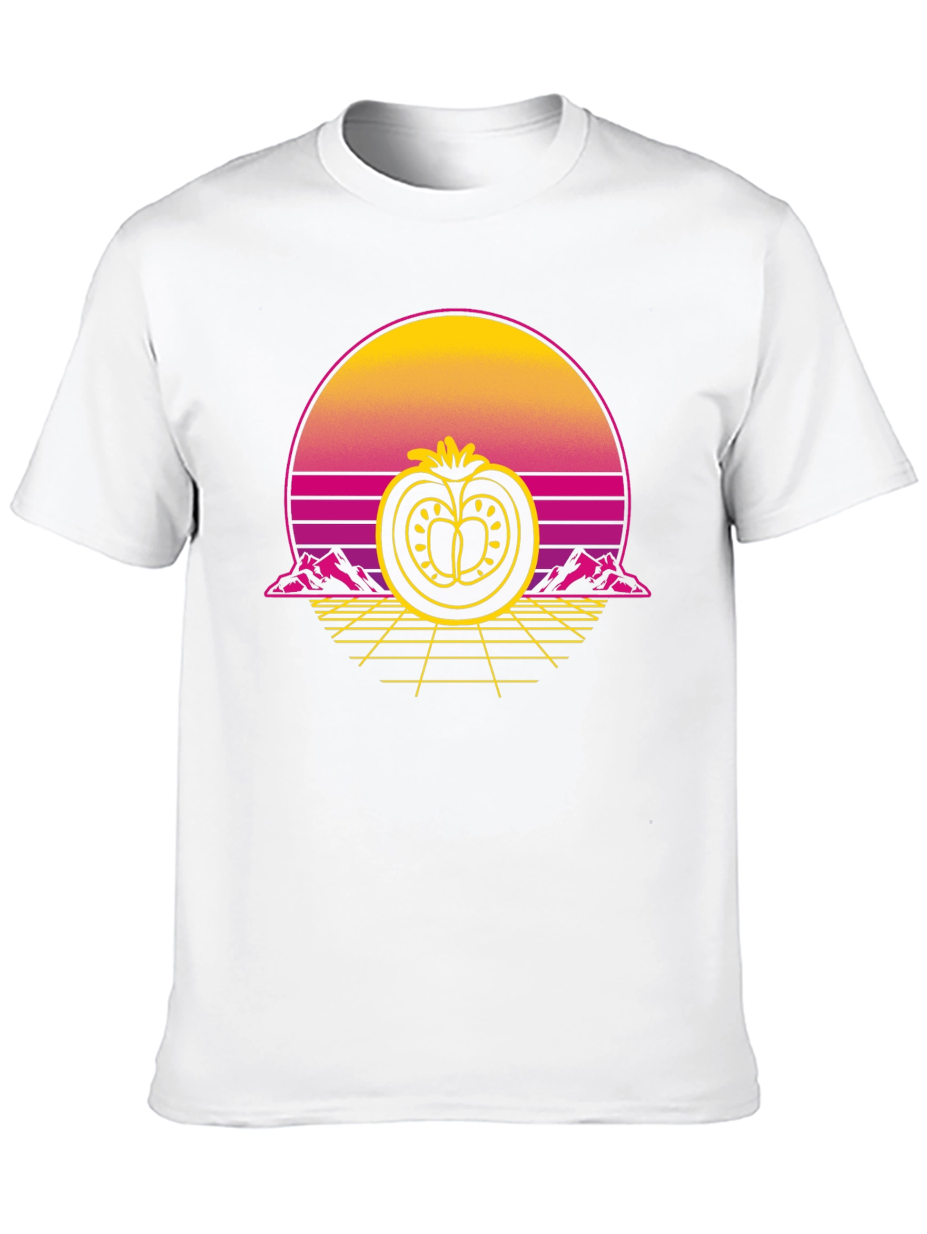 Retro Tomato Graphic Tee - Black Cotton T-Shirt