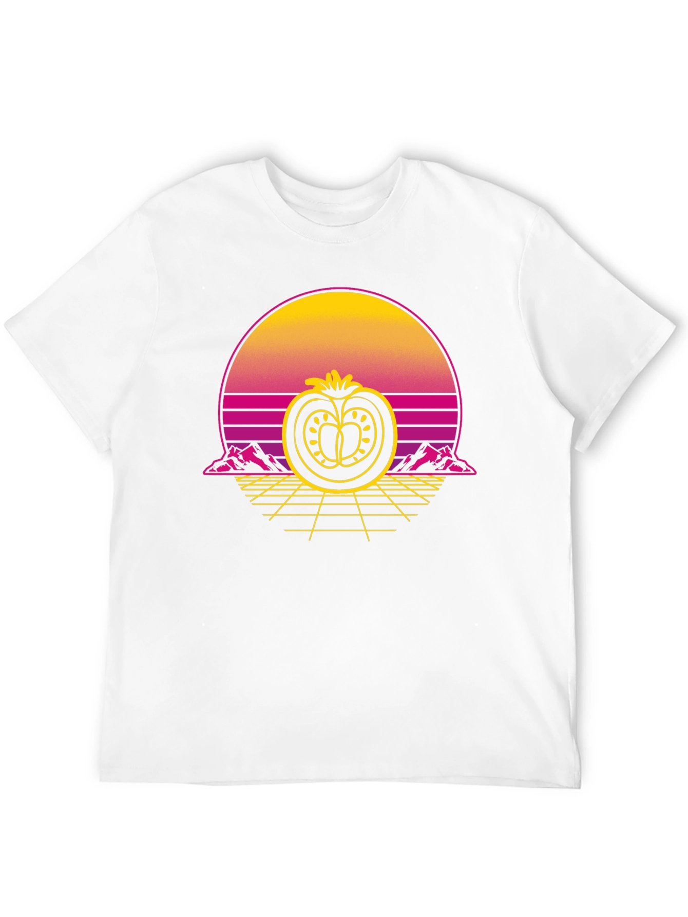Retro Tomato Graphic Tee - Black Cotton T-Shirt