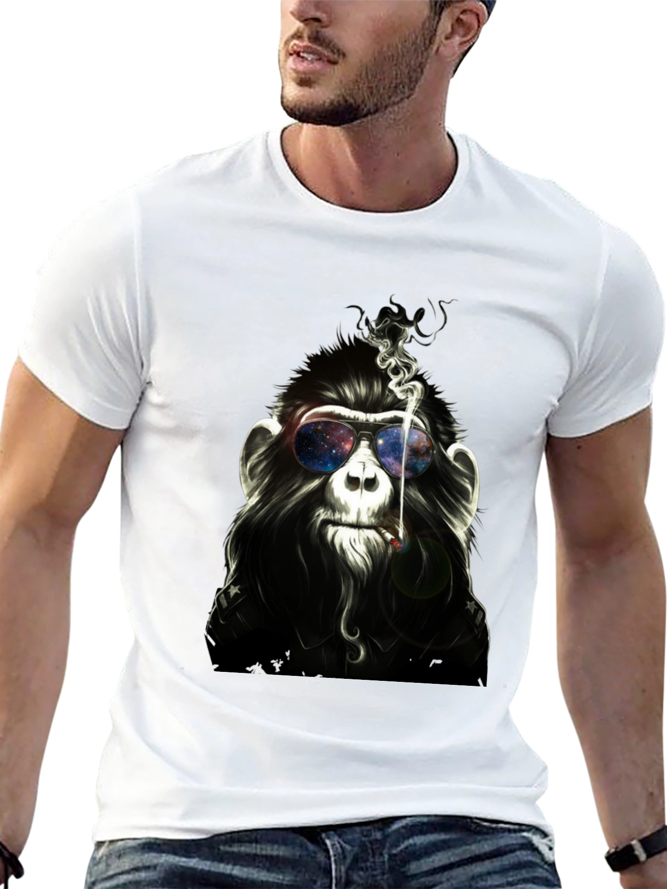 Cool Monkey Smoking Black T-Shirt