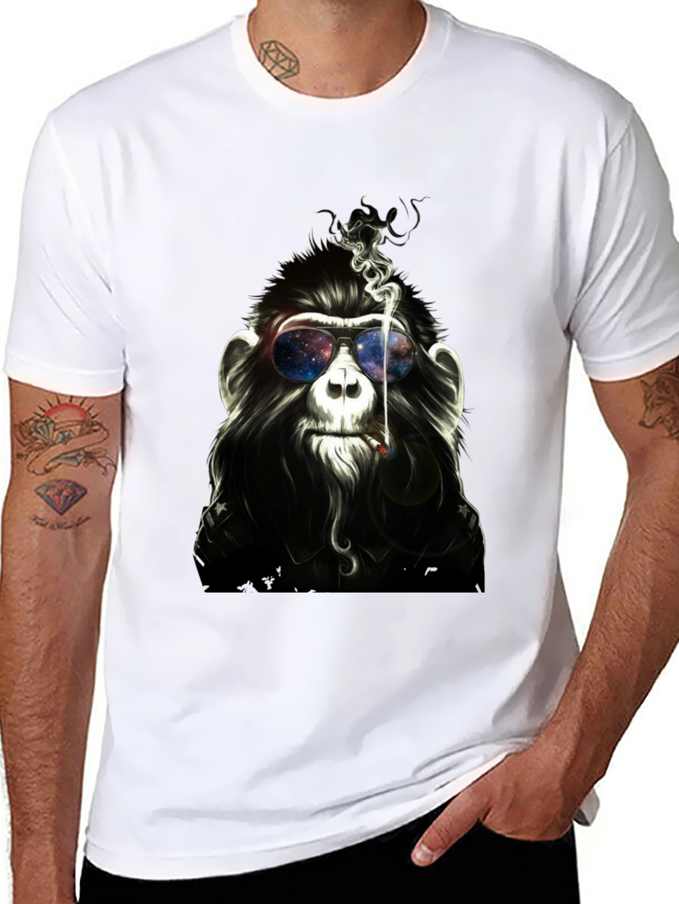 Cool Monkey Smoking Black T-Shirt