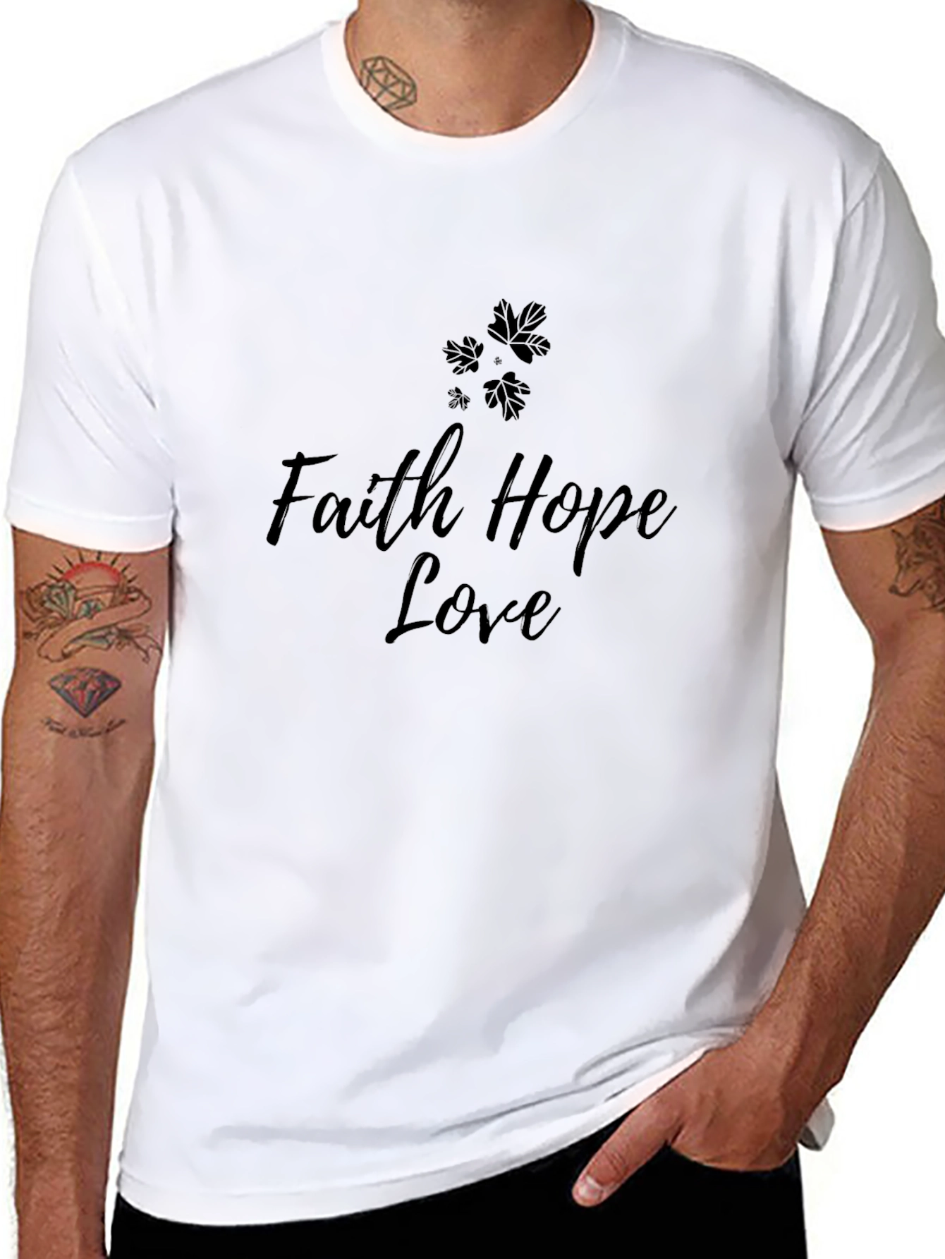 Faith Hope Love Graphic Tee - Stylish Black T-Shirt