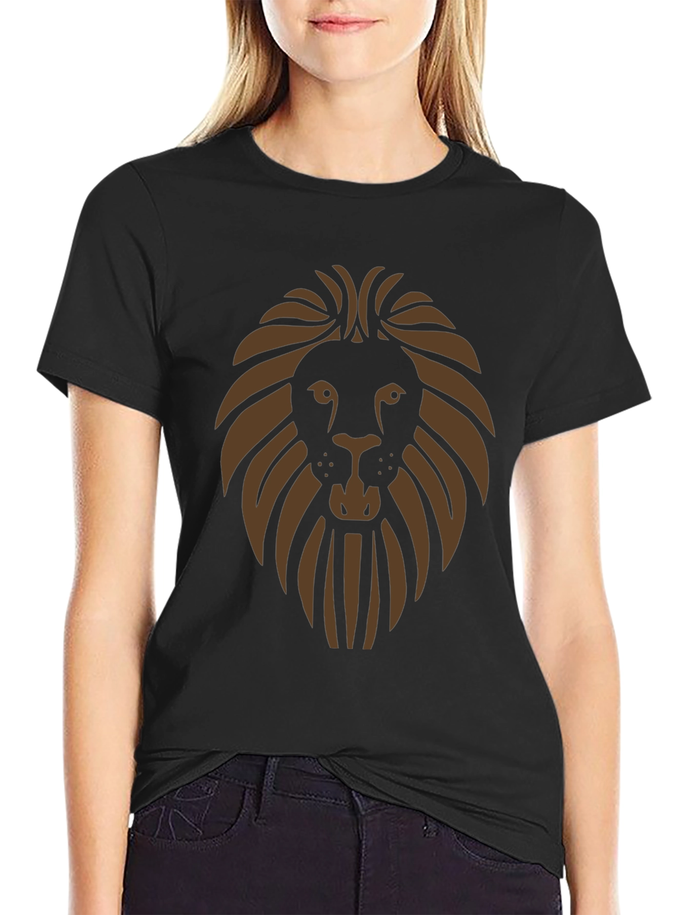 Lion Graphic Print Mens Black T-Shirt