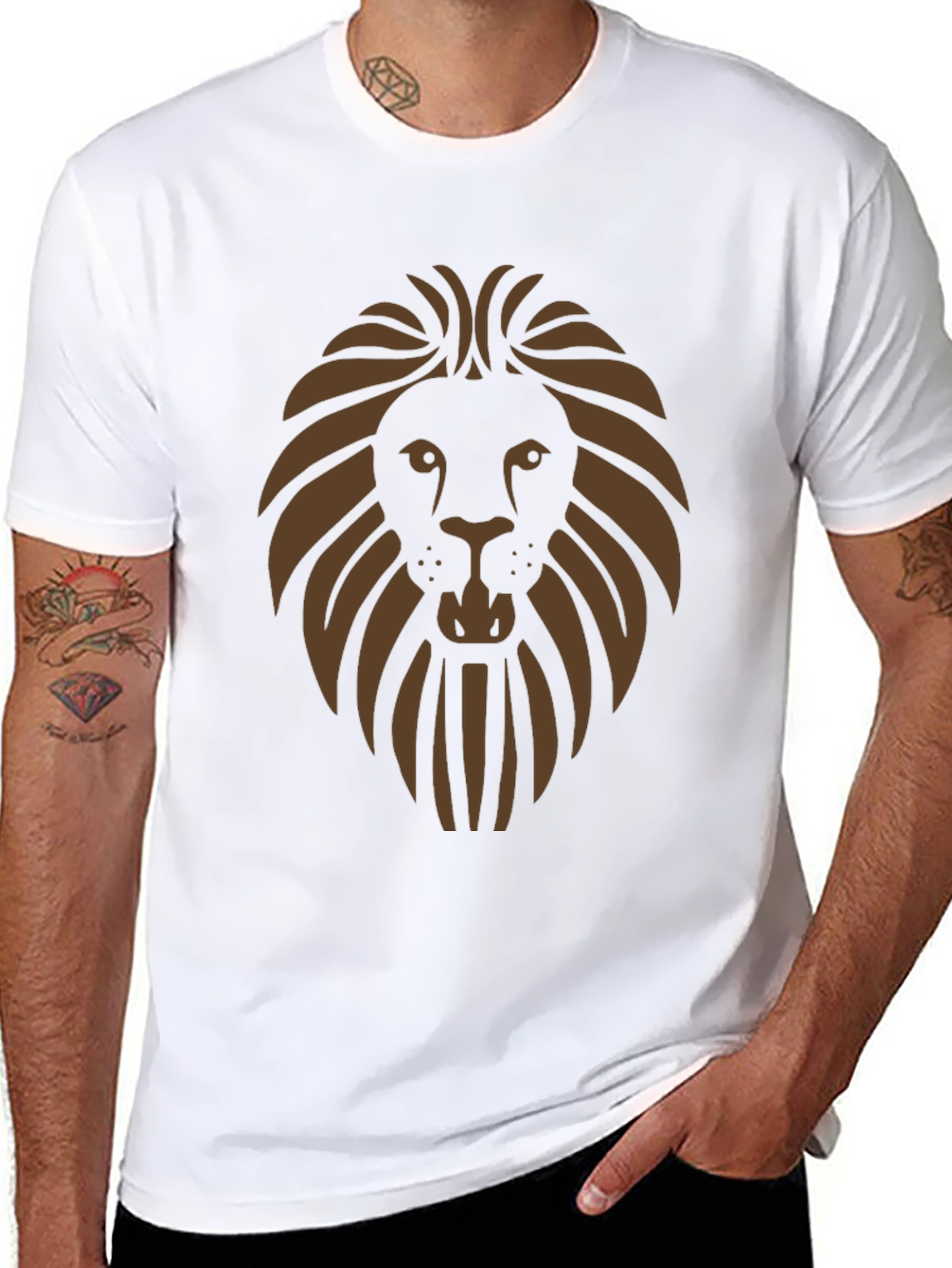 Lion Graphic Print Mens Black T-Shirt