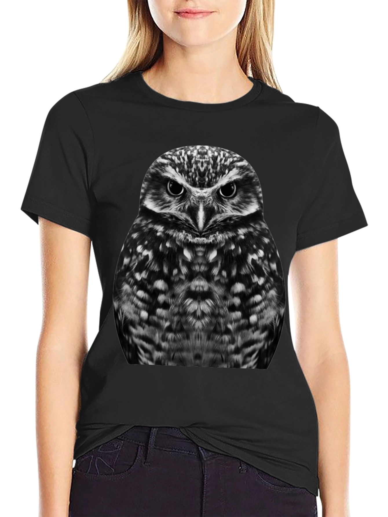 Owl Graphic T-Shirt - Black Cotton Tee
