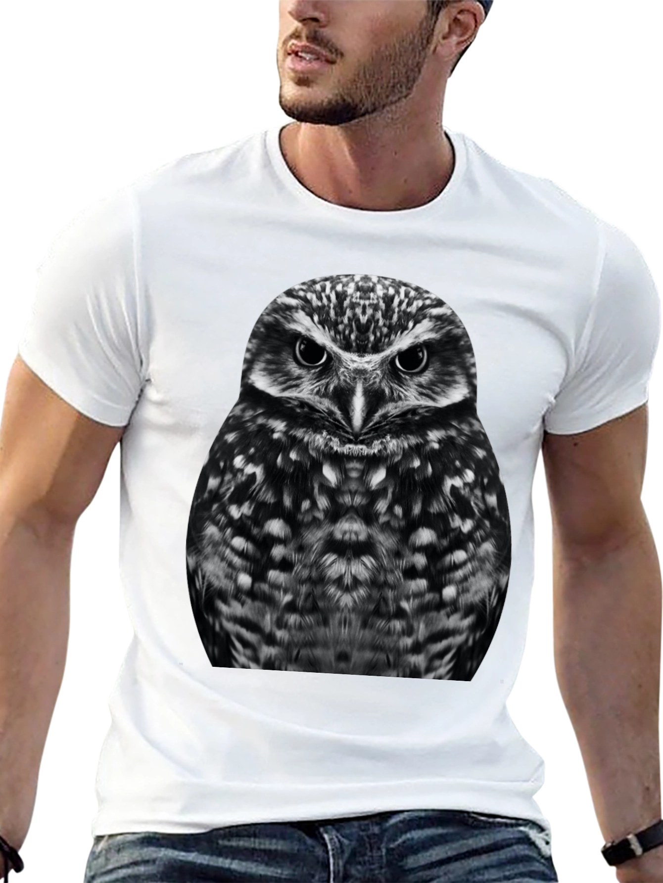 Owl Graphic T-Shirt - Black Cotton Tee