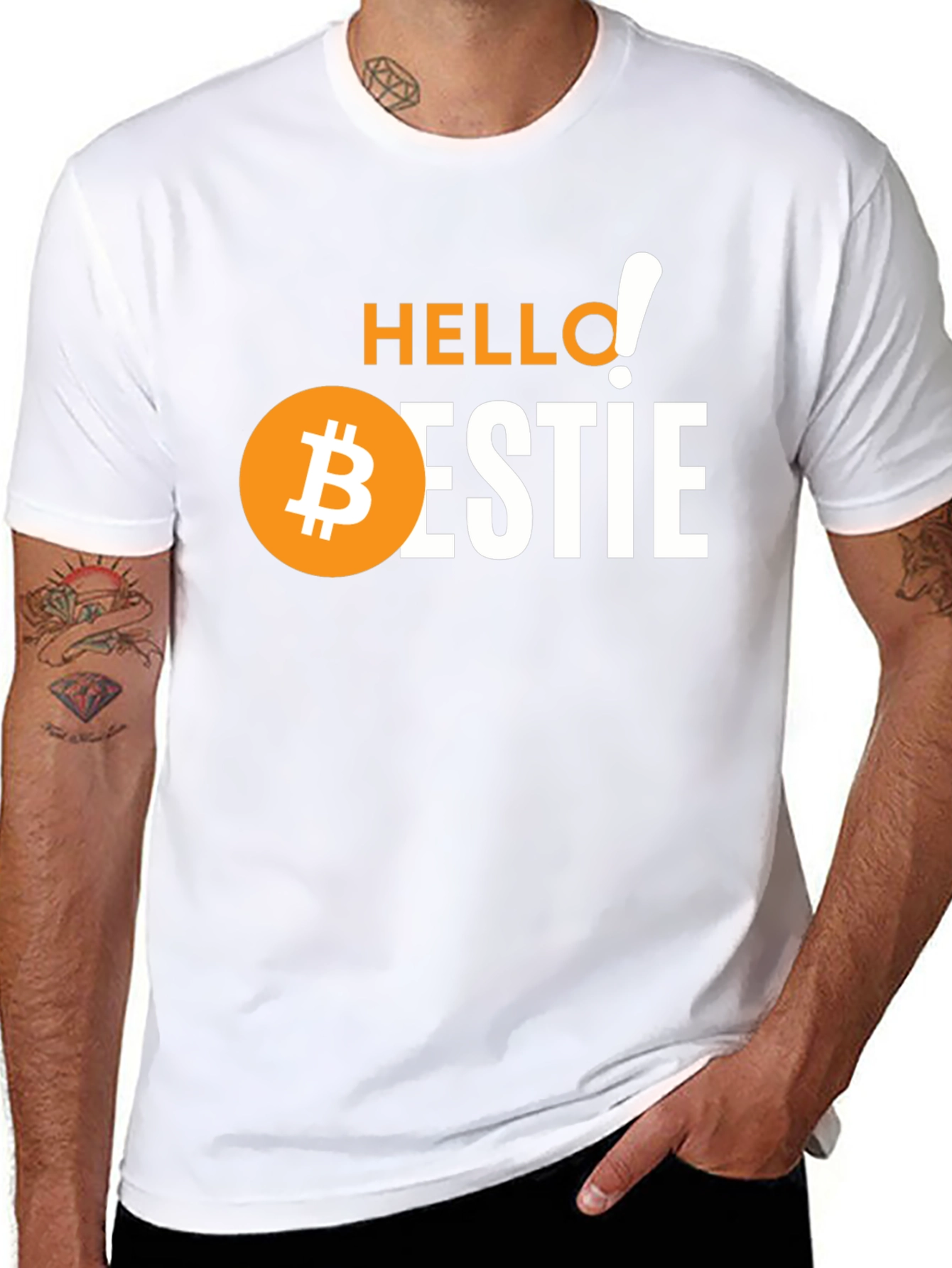 Hello Bestie Bitcoin Graphic Tee - Crypto Lover Gift