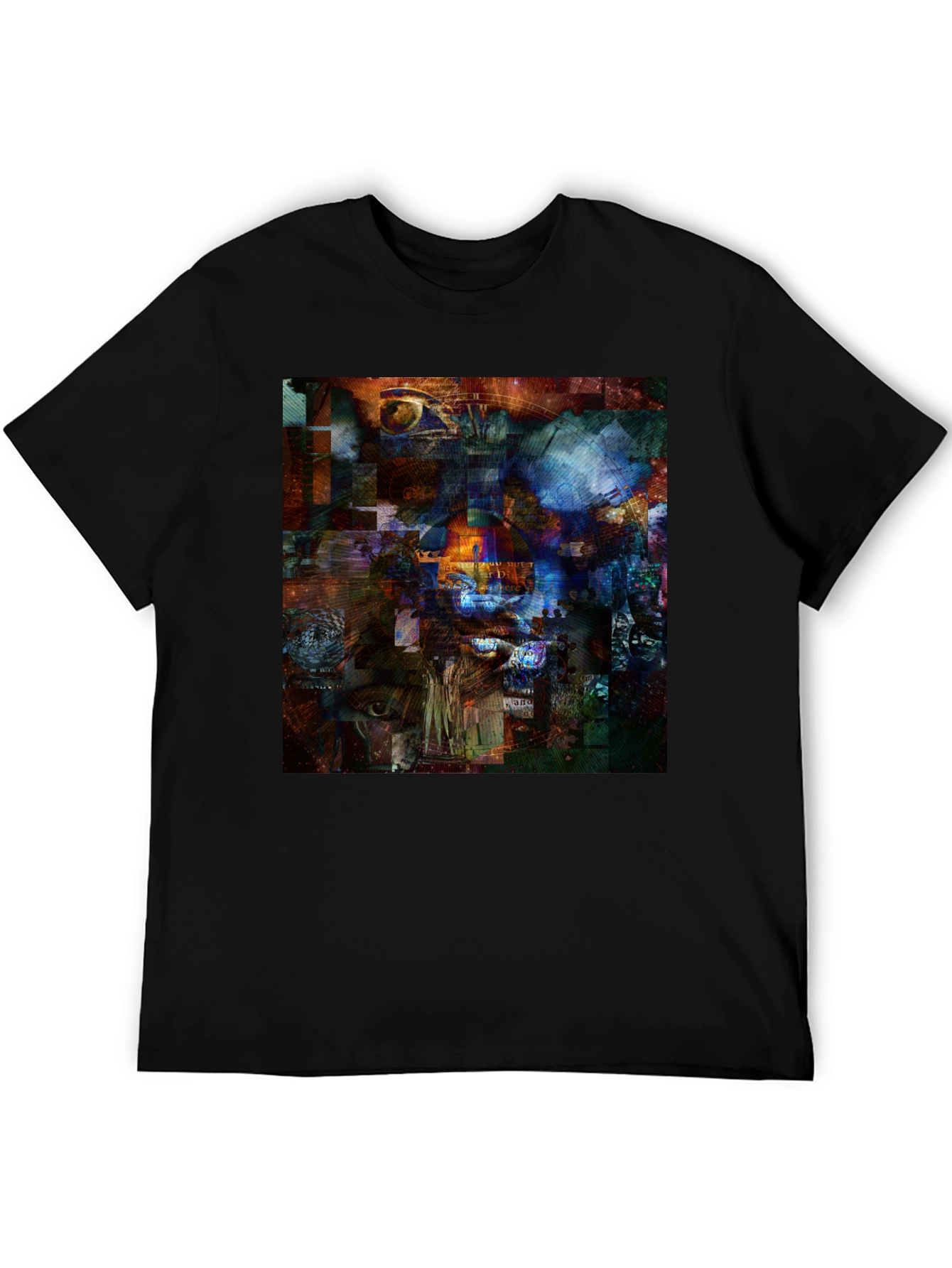 Abstract Collage Art Print Black T-Shirt