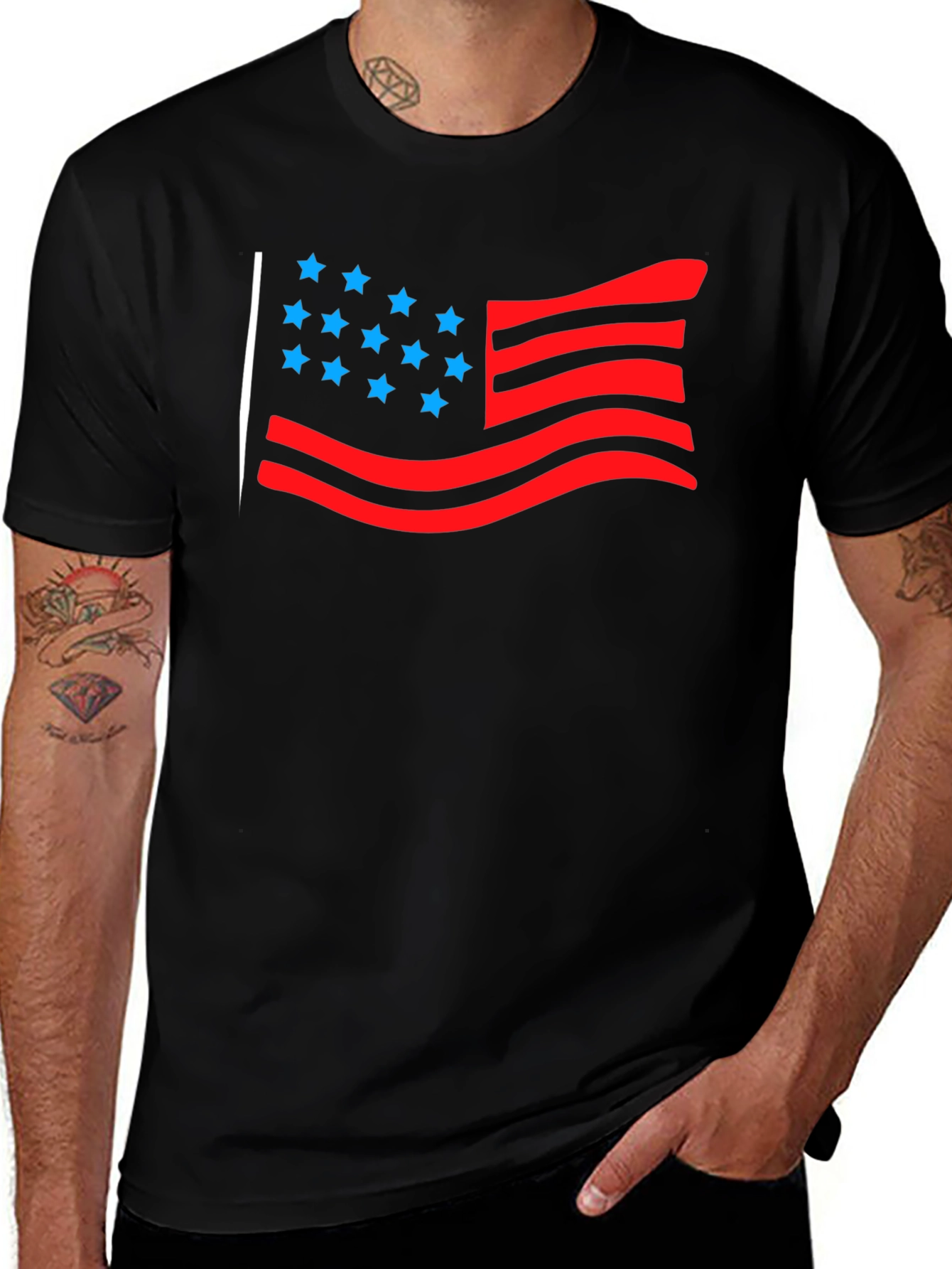 American Flag Graphic Tee - Black