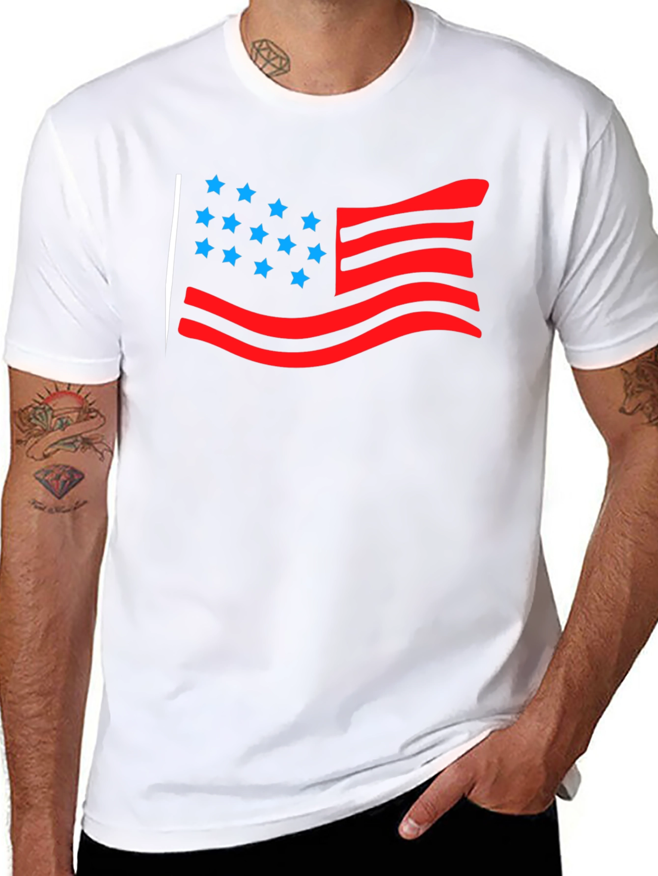 American Flag Graphic Tee - Black
