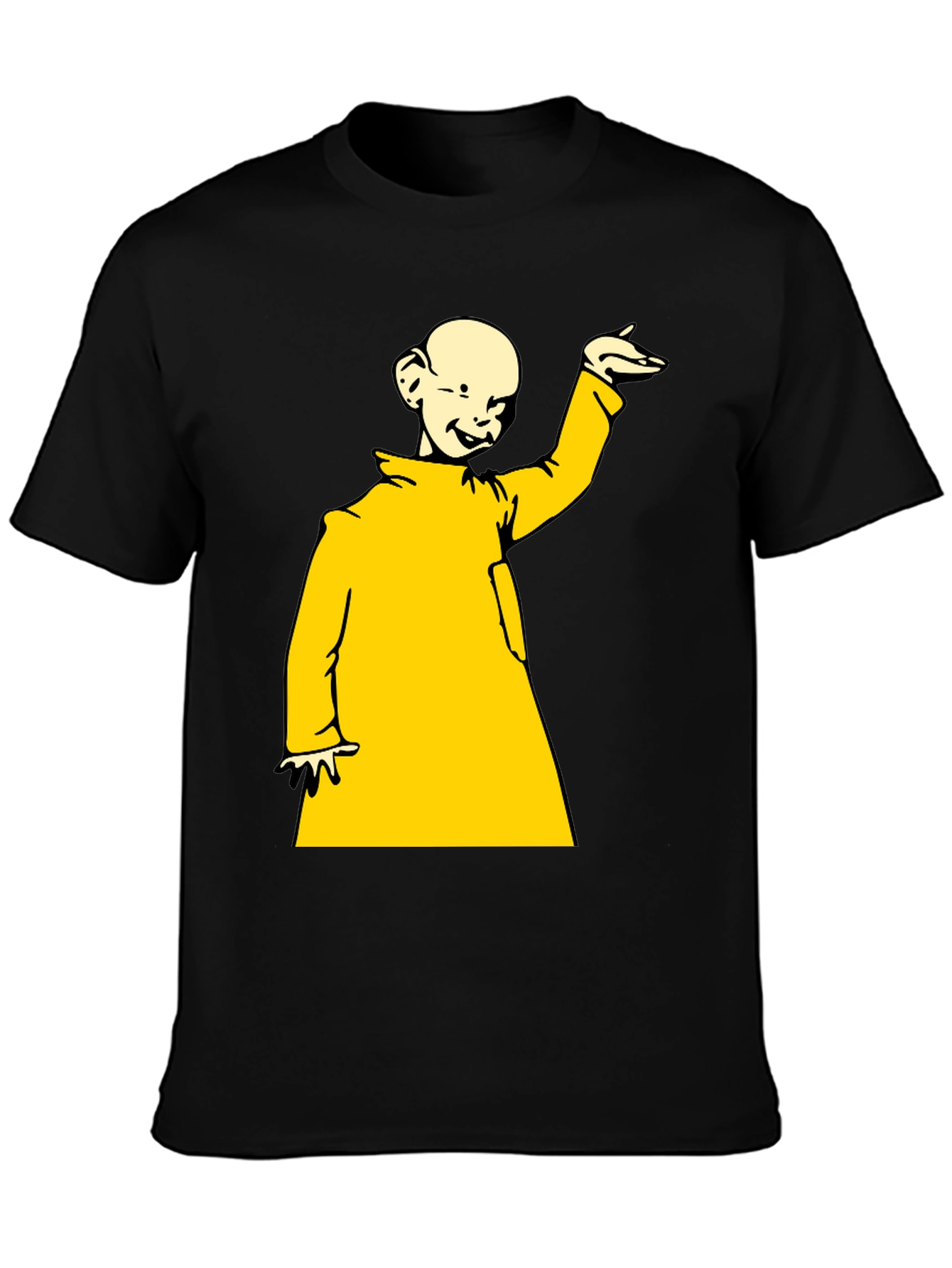 Black T-Shirt with Yellow Cartoon Design