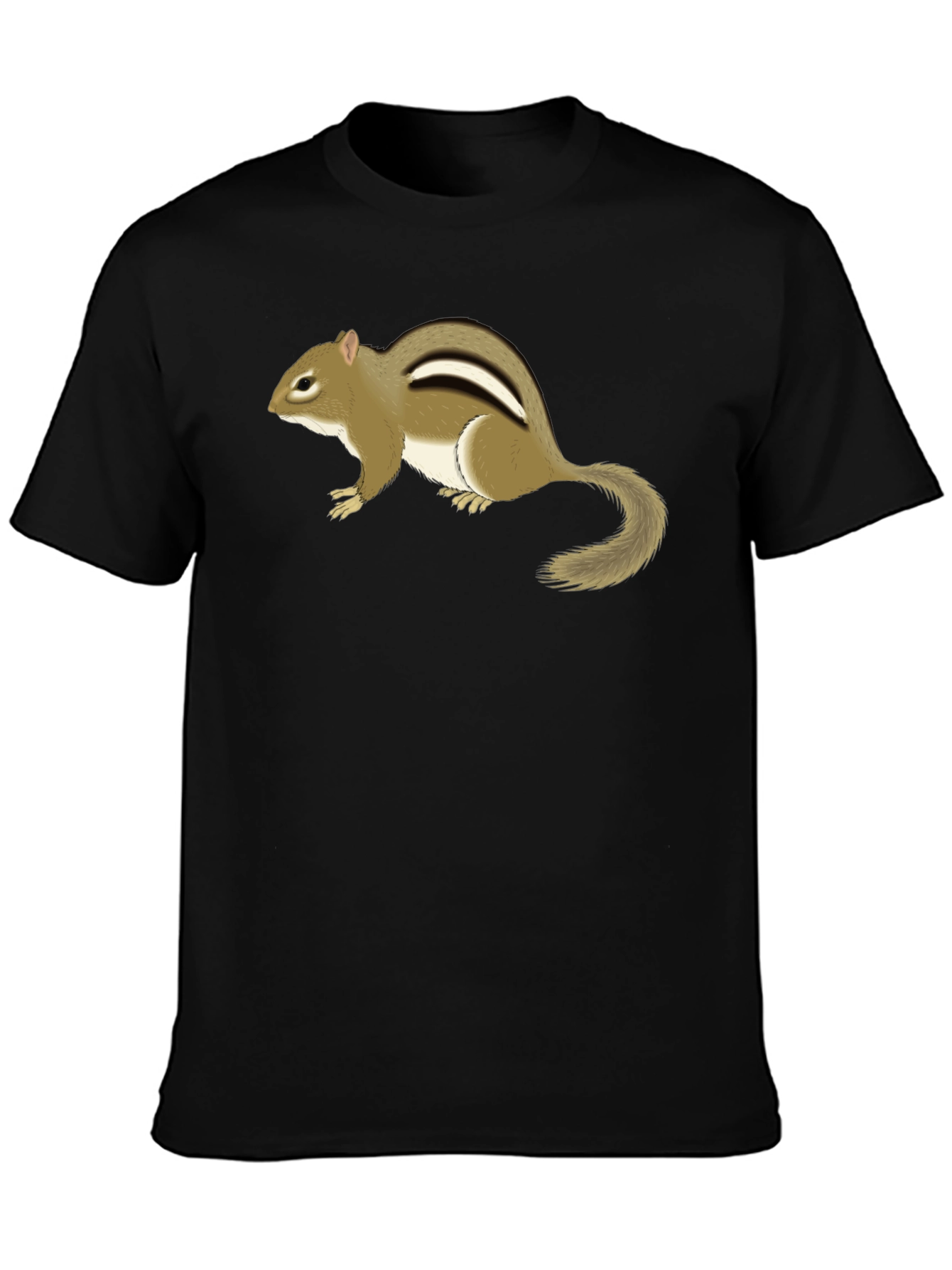 Chipmunk Graphic Tee - Black Cotton T-Shirt