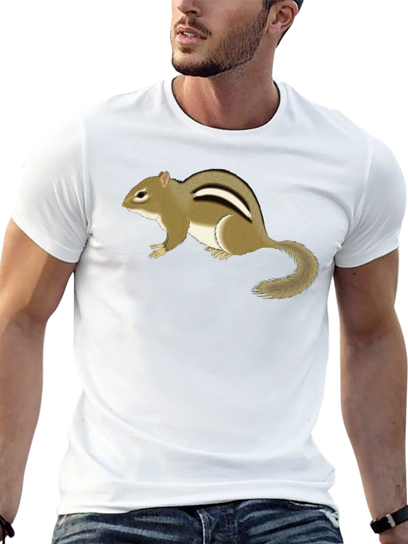 Chipmunk Graphic Tee - Black Cotton T-Shirt